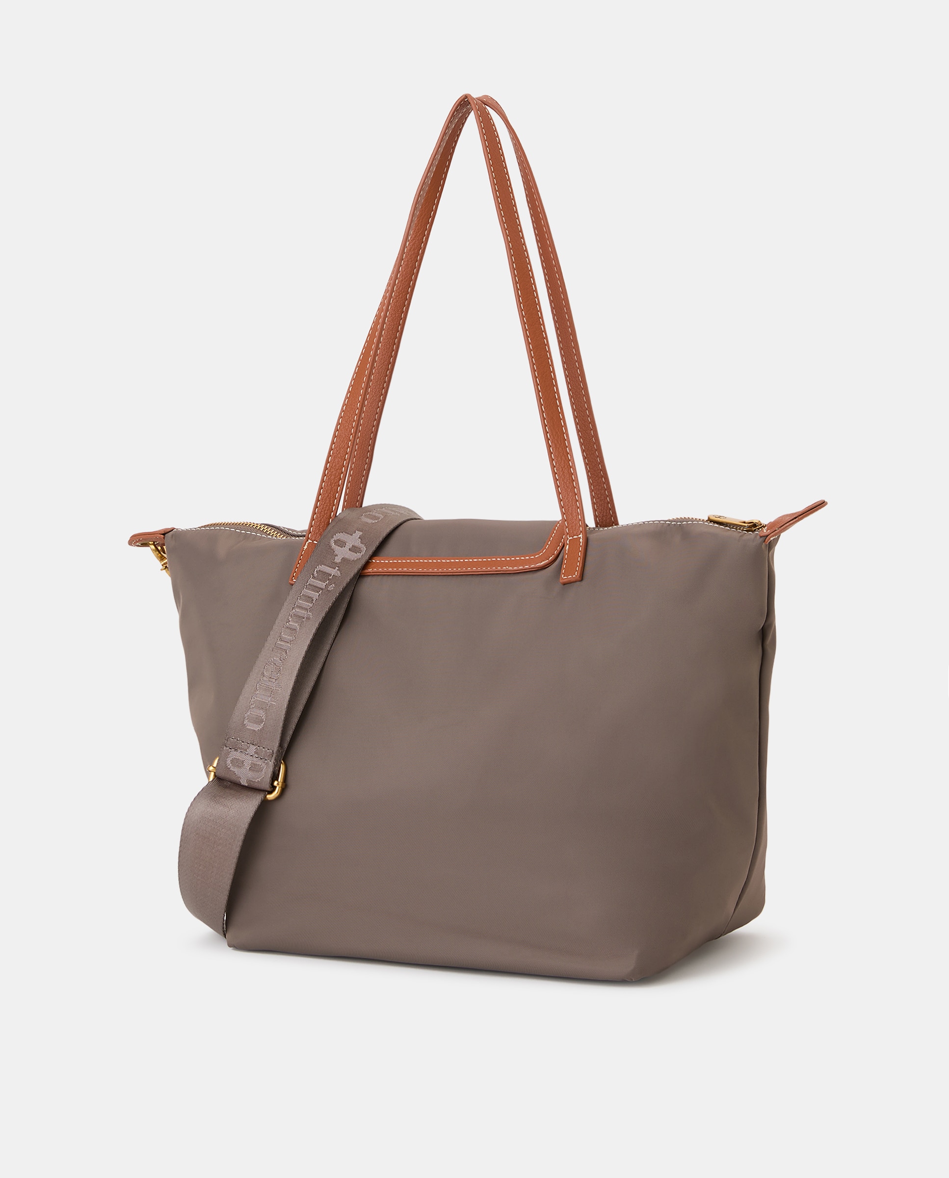 Mala Shopper de Nylon com Alça Amovível 820 Cinzento Médio-2