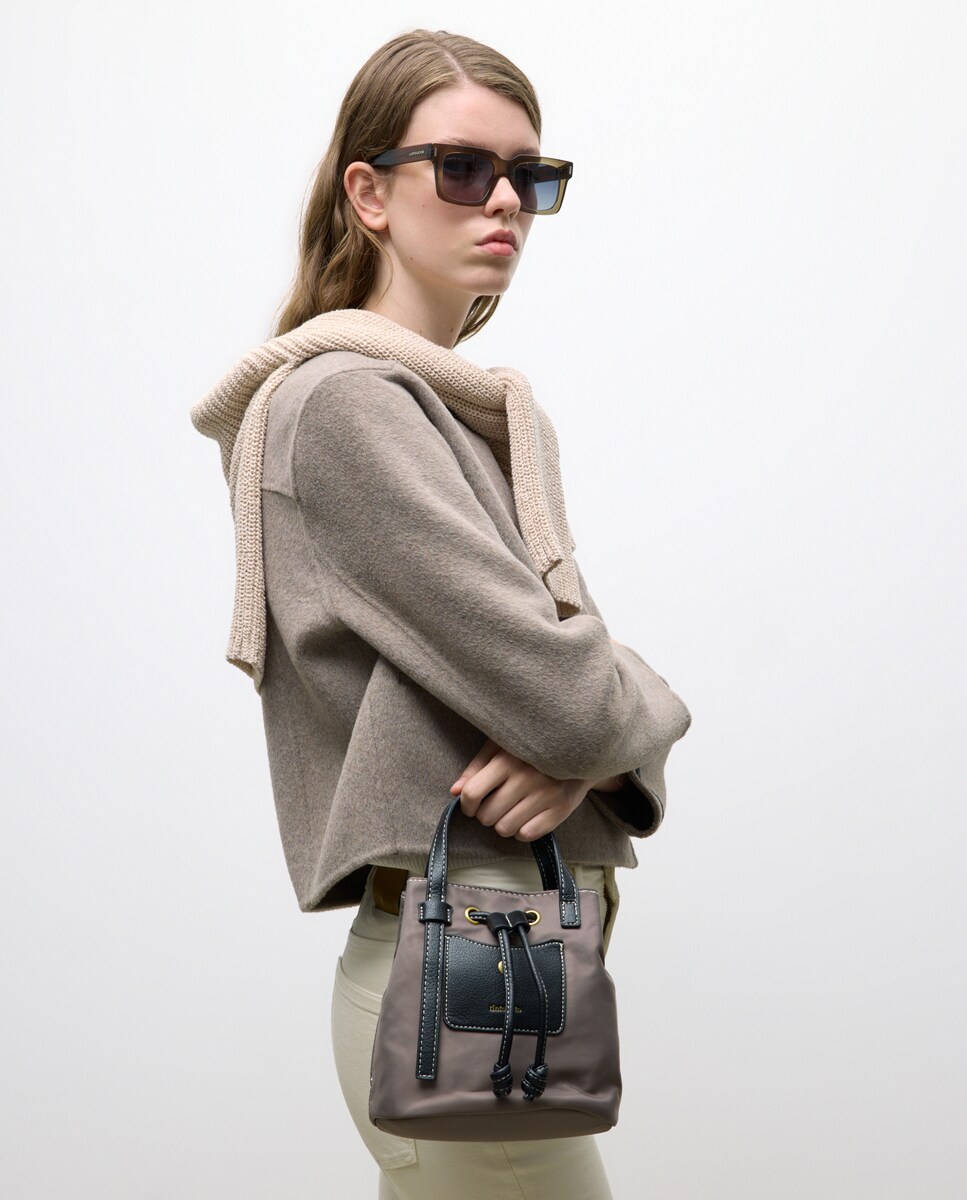 Mala a Tiracolo de Nylon Cinzento-claro-4