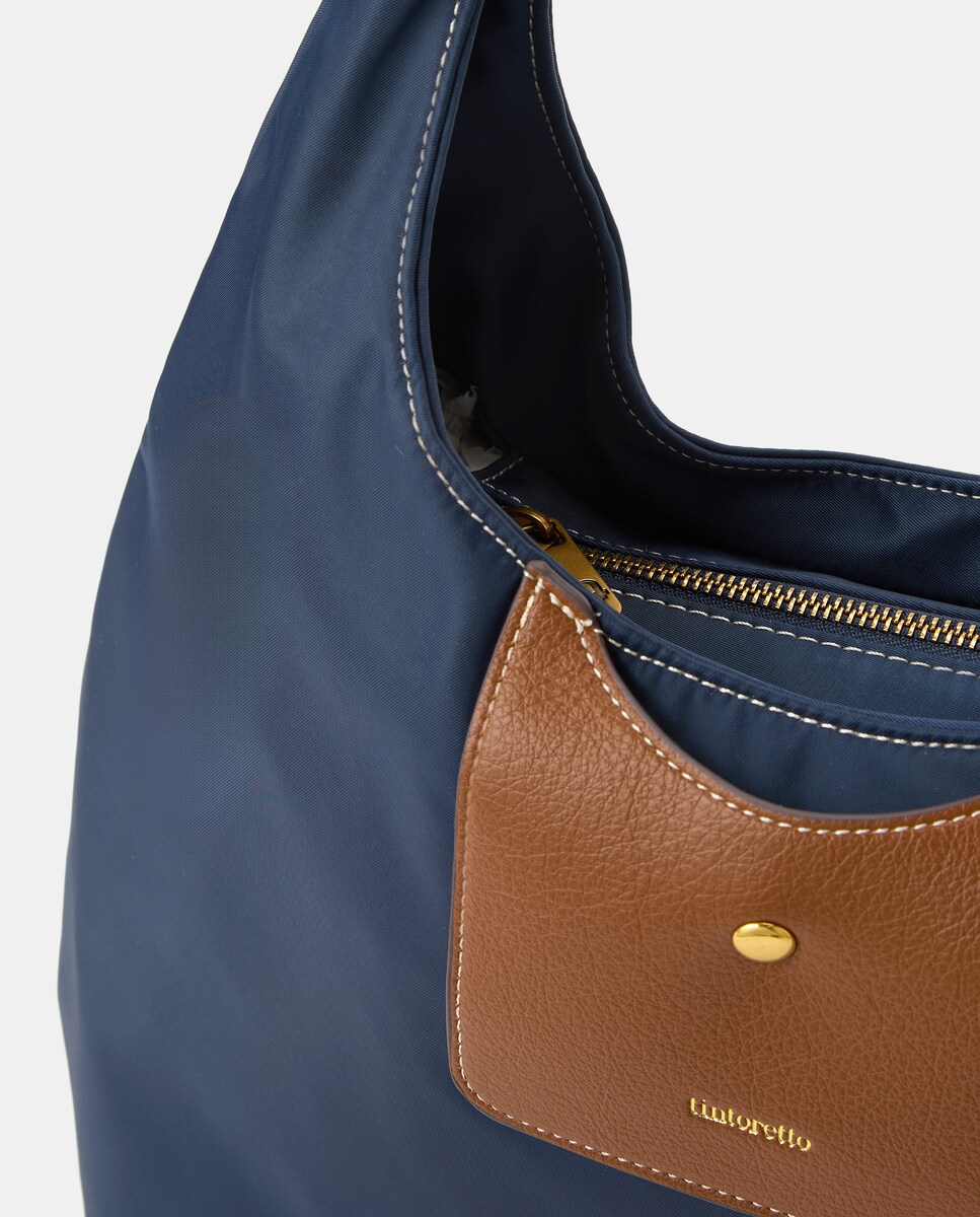 Mala Hobo Grande de Nylon Azul-marinho-3