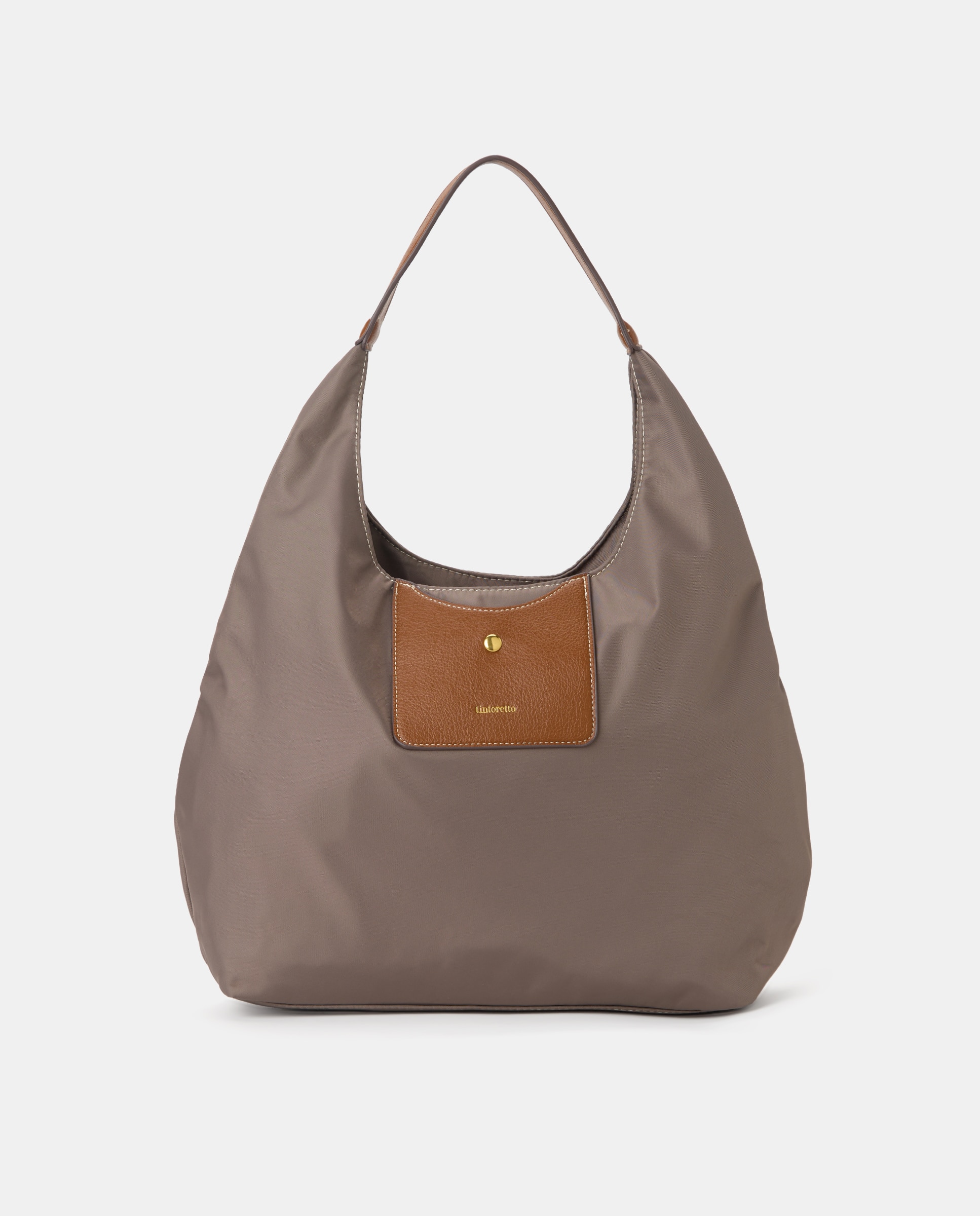 Mala Hobo Grande de Nylon 820 Cinzento Médio-1