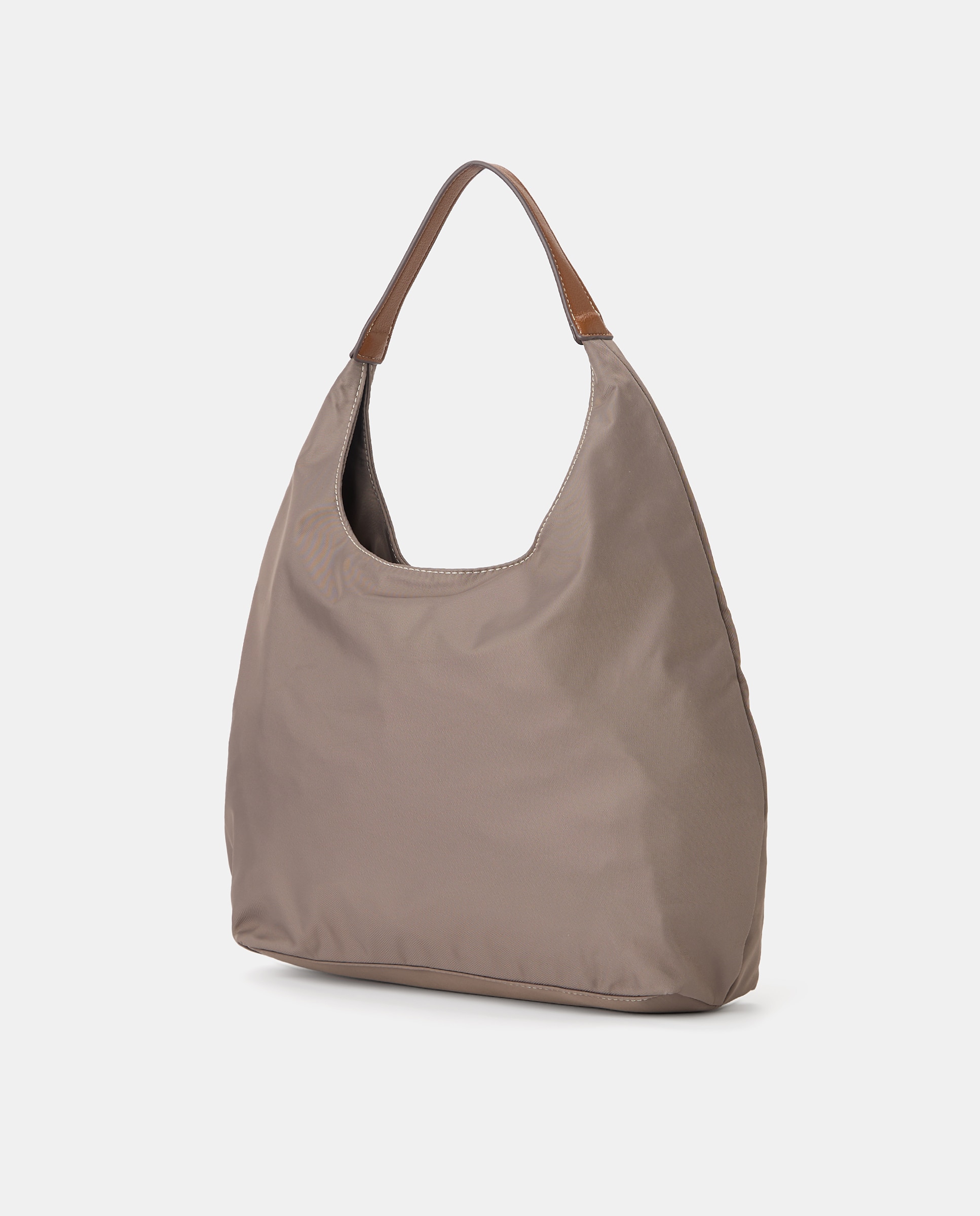 Mala Hobo Grande de Nylon 820 Cinzento Médio-2