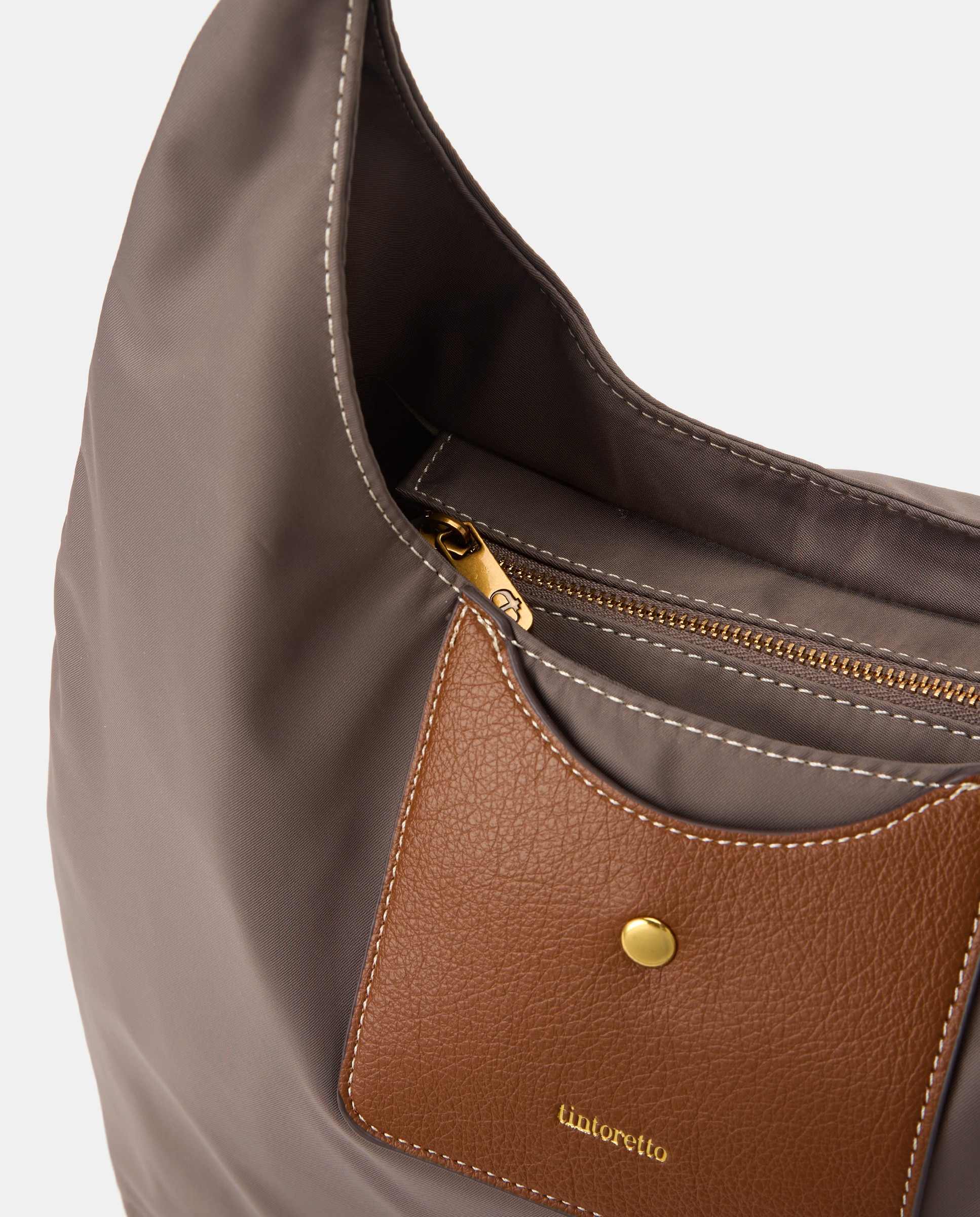 Mala Hobo Grande de Nylon 820 Cinzento Médio-3