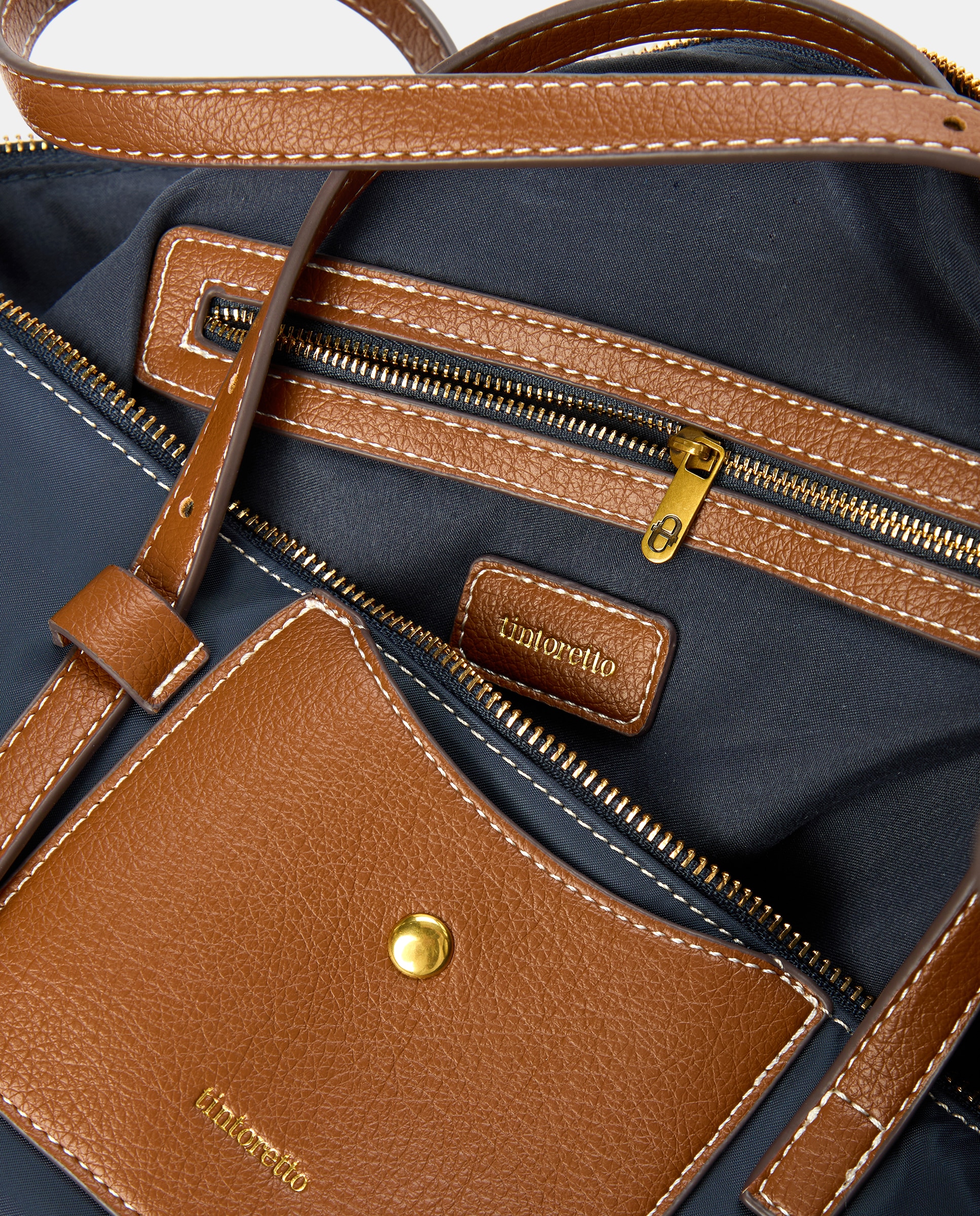 Mala Shopper de Nylon com Alça Amovível Azul-marinho-3