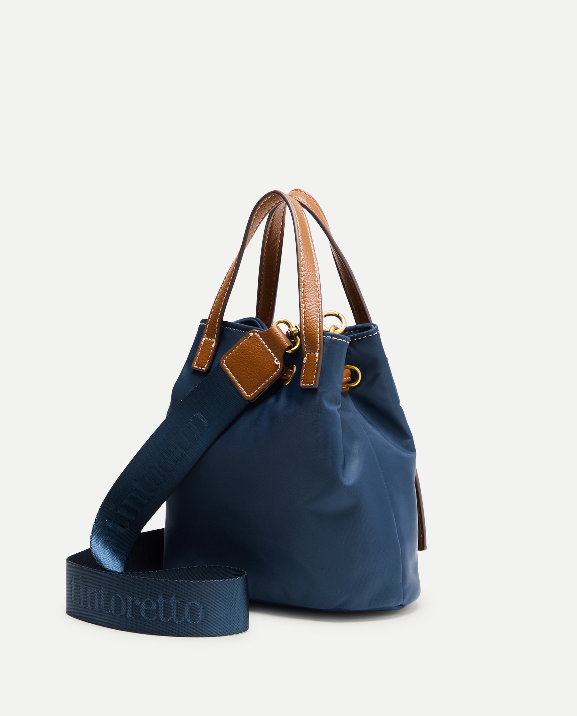 Mala Tipo Bucket Média com Efeito de Ráfia 430 Azul Escuro-2