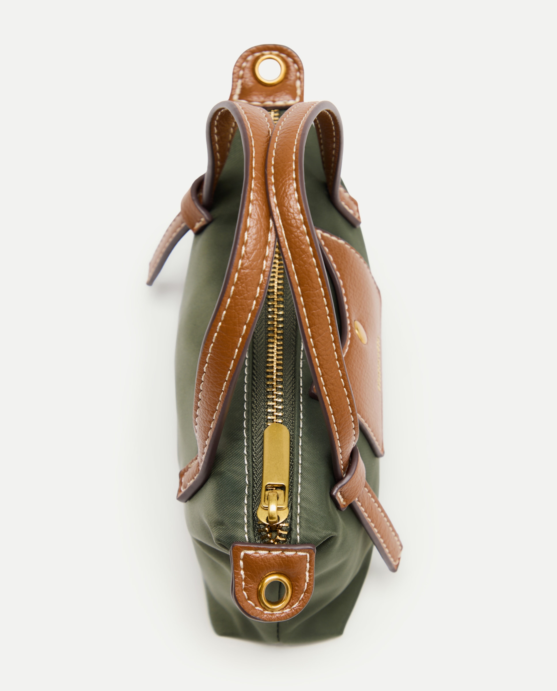 Mala Pequena de Nylon com Correia Comprida 520 Caqui-4