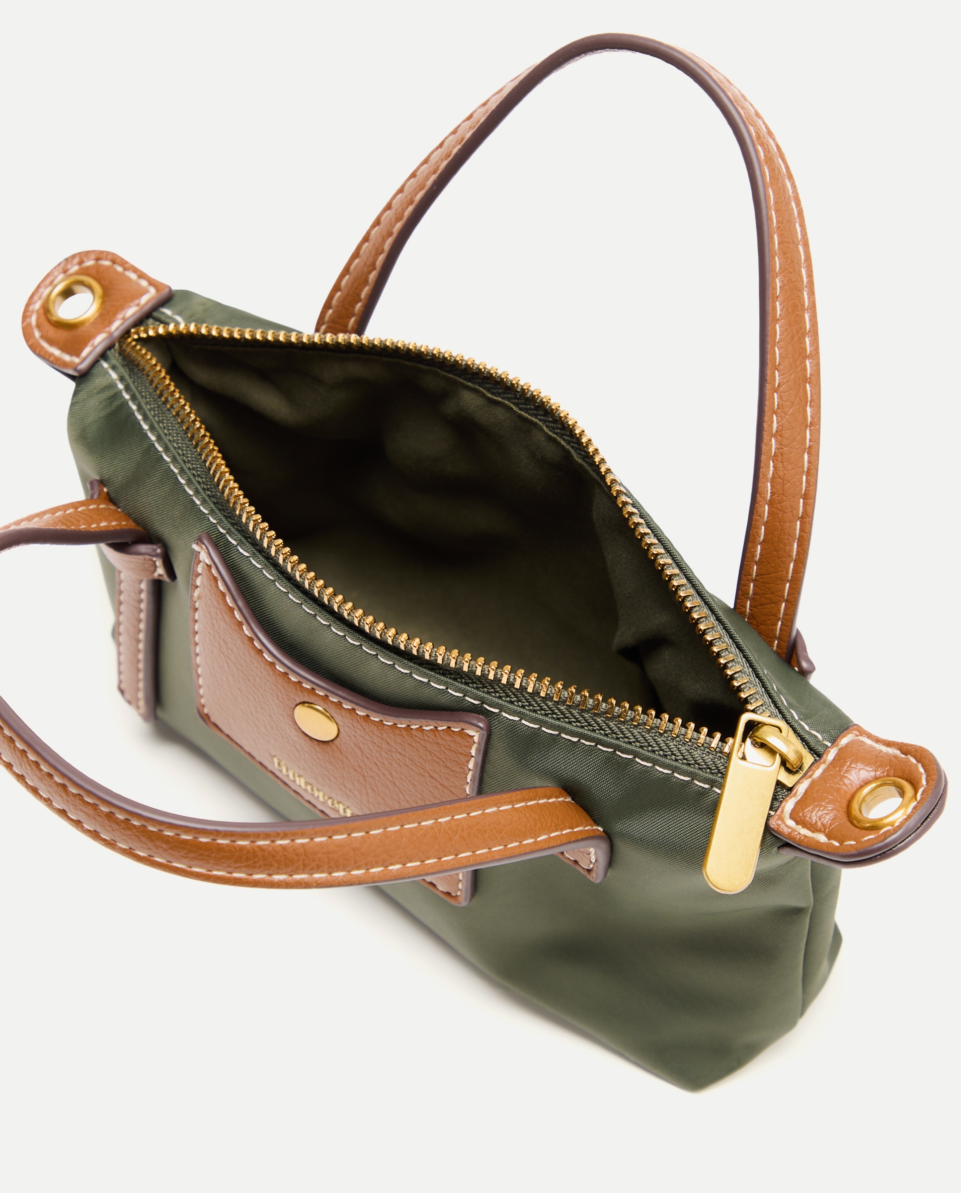 Mala Pequena de Nylon com Correia Comprida 520 Caqui-5