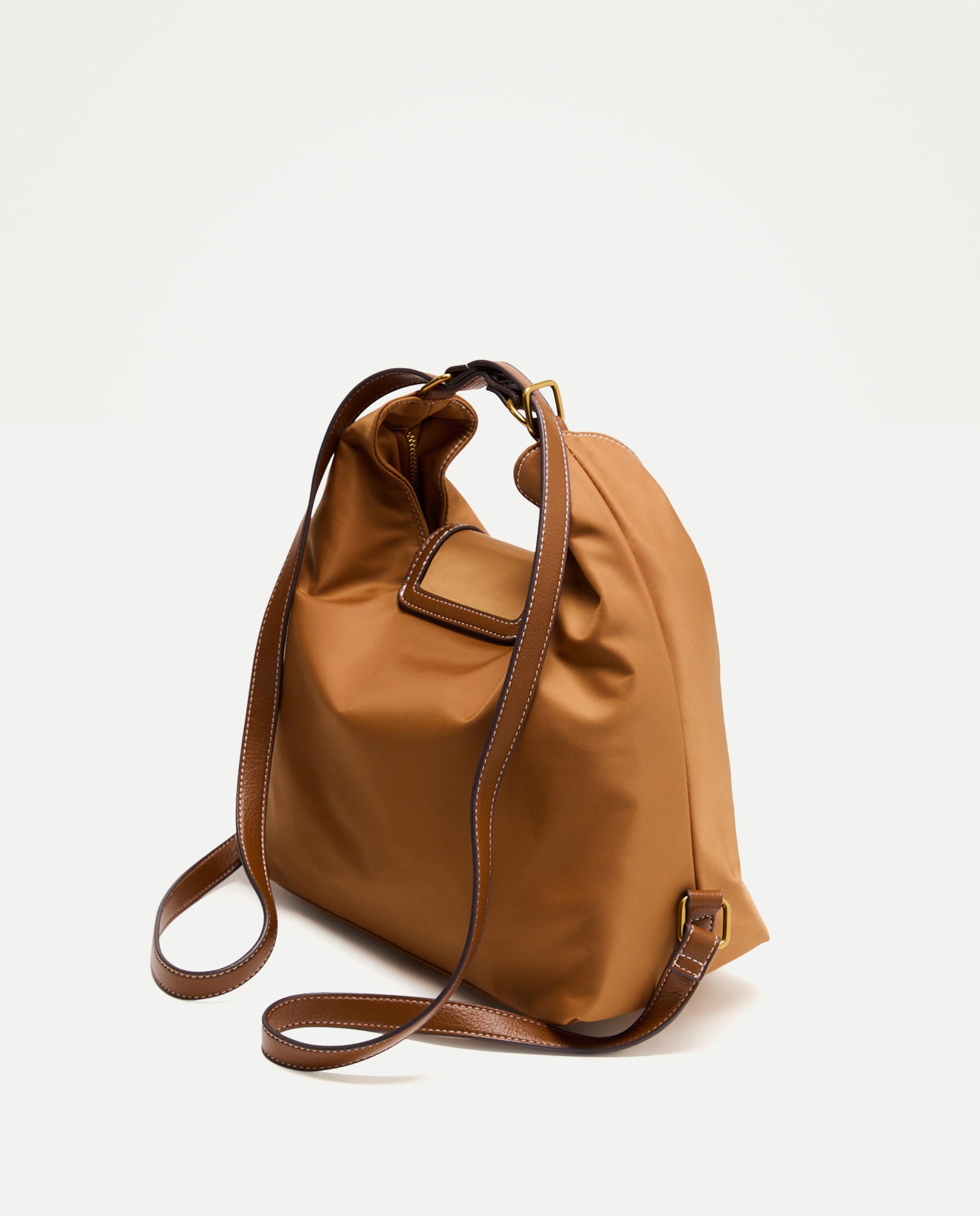 Mochila Conversível em Mala de Ombro Castanho-2