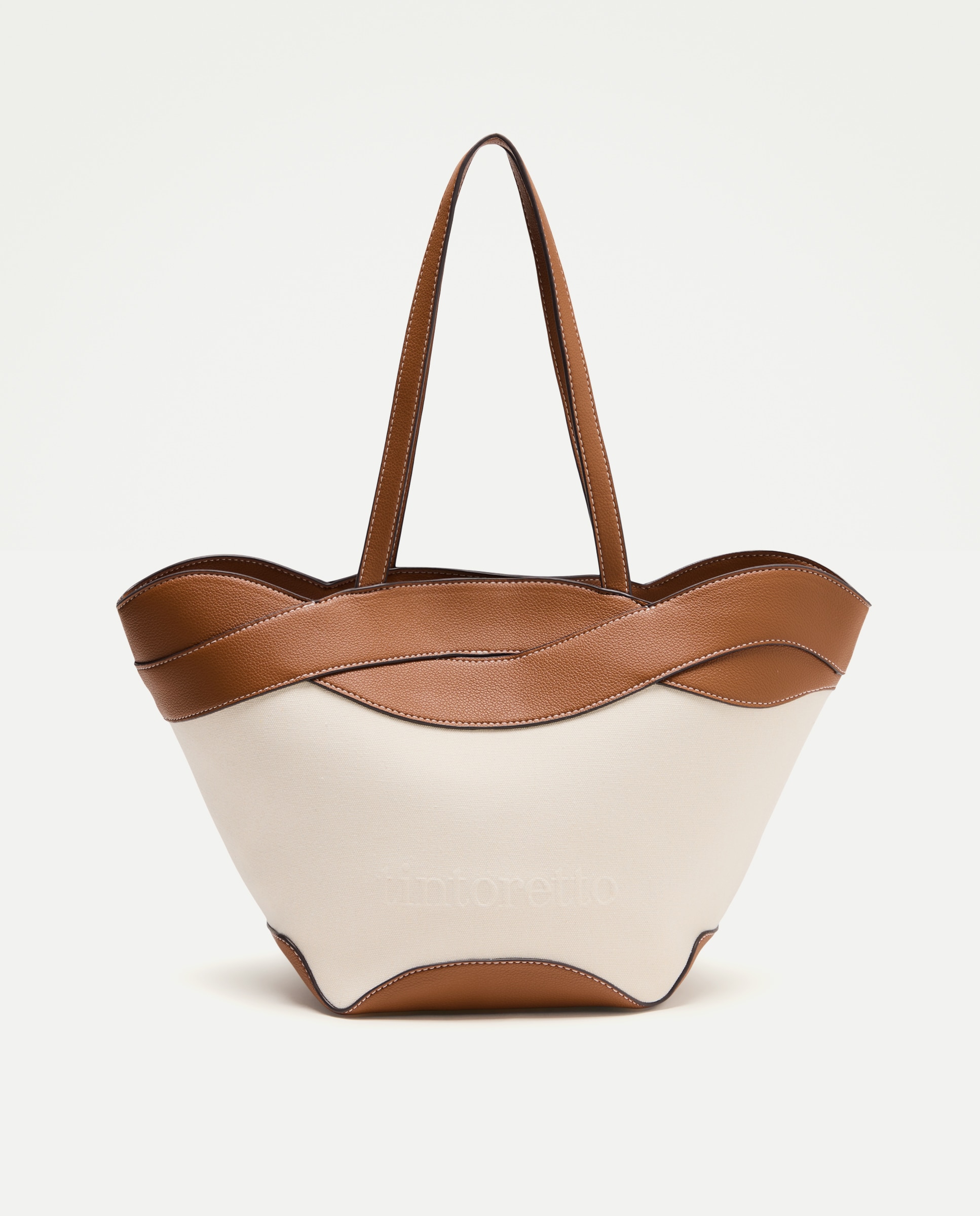 Mala Shopper de Lona com Trança Castanho-1