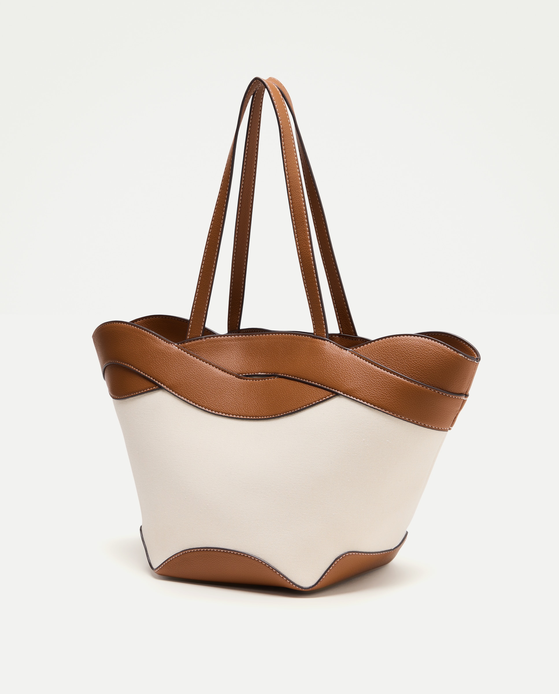 Mala Shopper de Lona com Trança Castanho-2