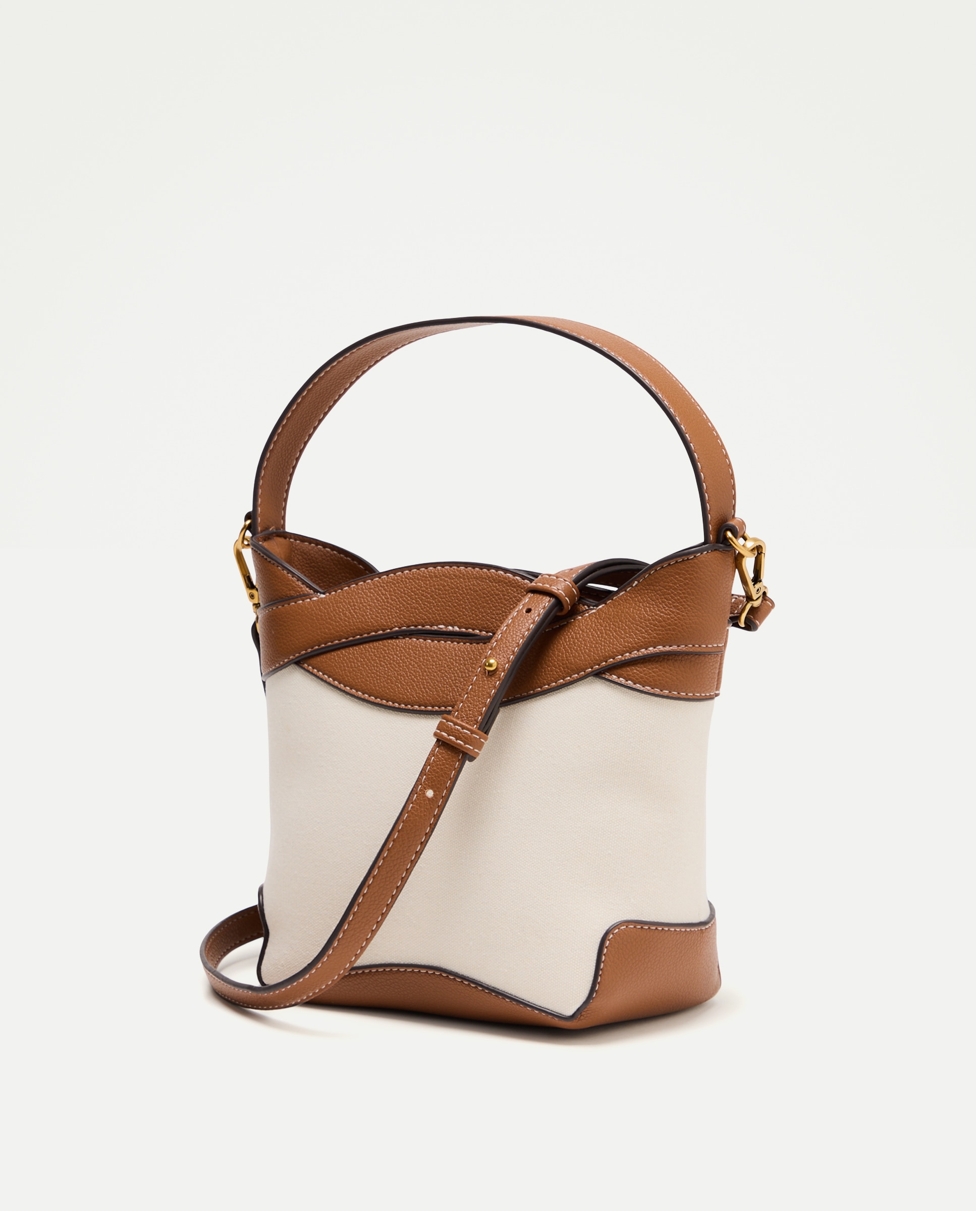 Mala Tipo Bucket de Lona com Trança Castanho-2