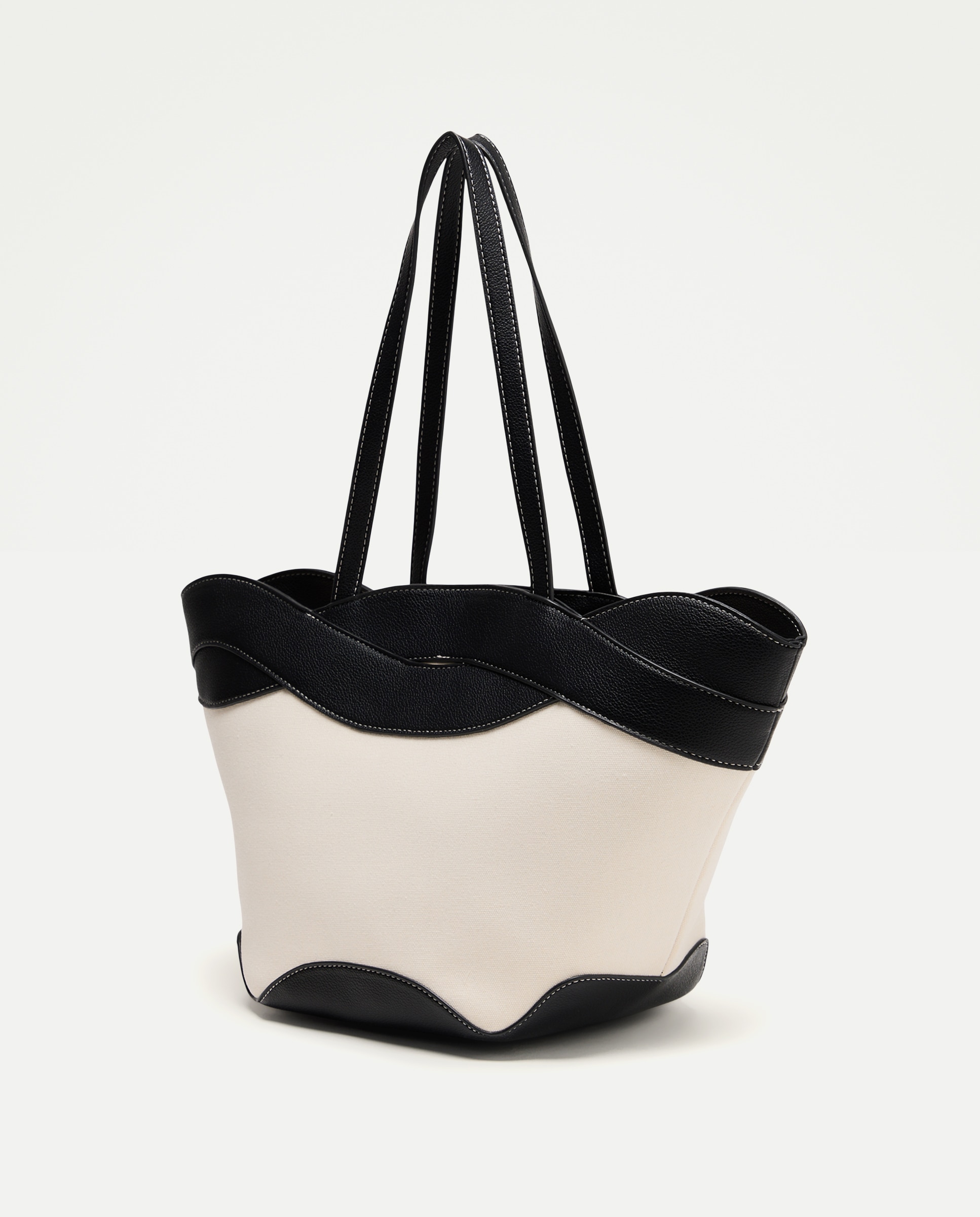 Mala Shopper de Lona com Trança Preto-2