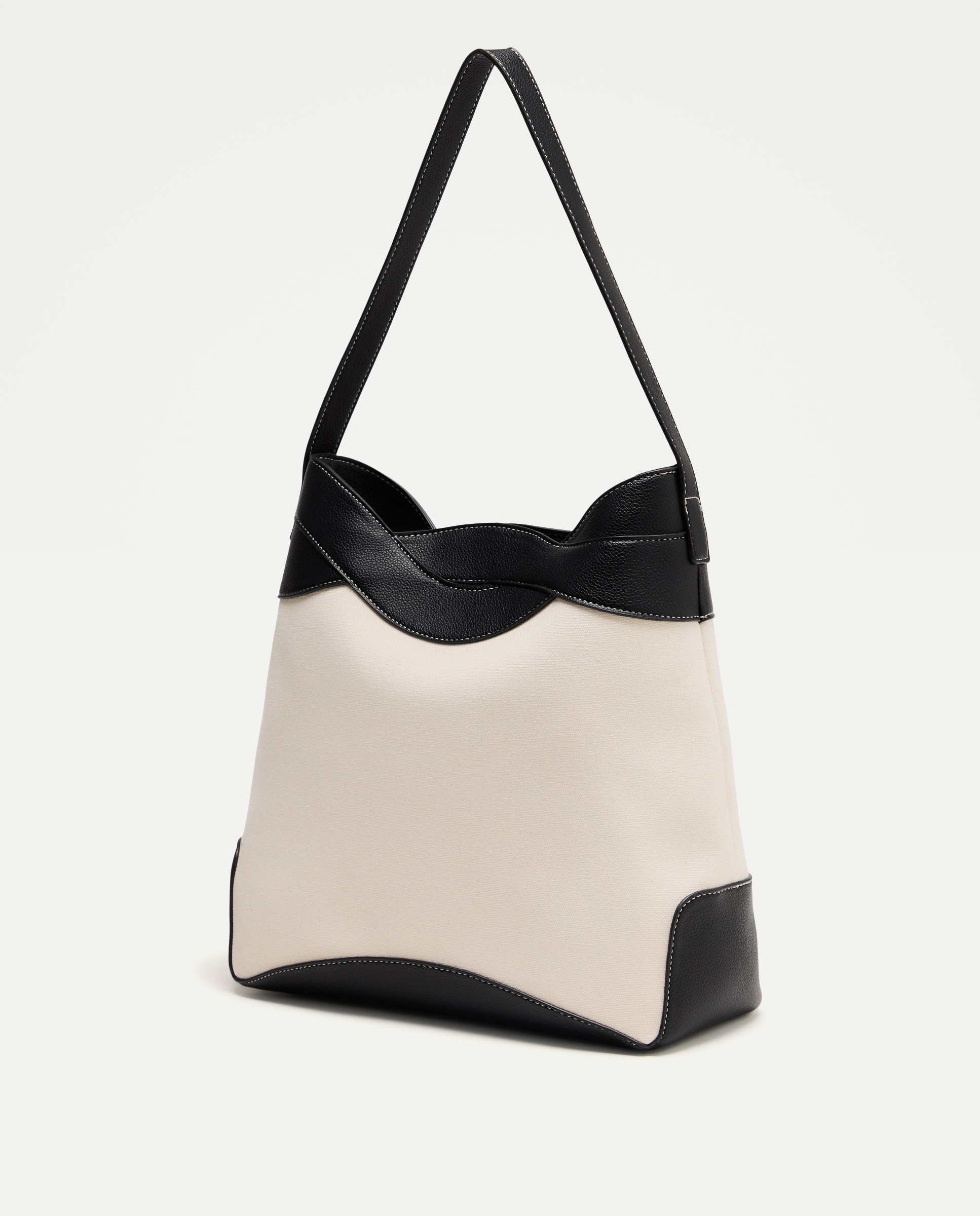 Mala Hobo de Lona com Trança Preto-2