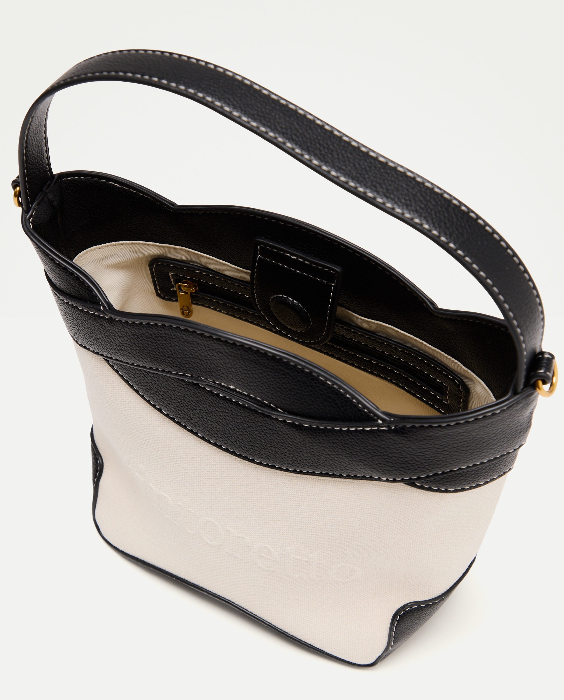 Mala Tipo Bucket de Lona com Trança Preto-3