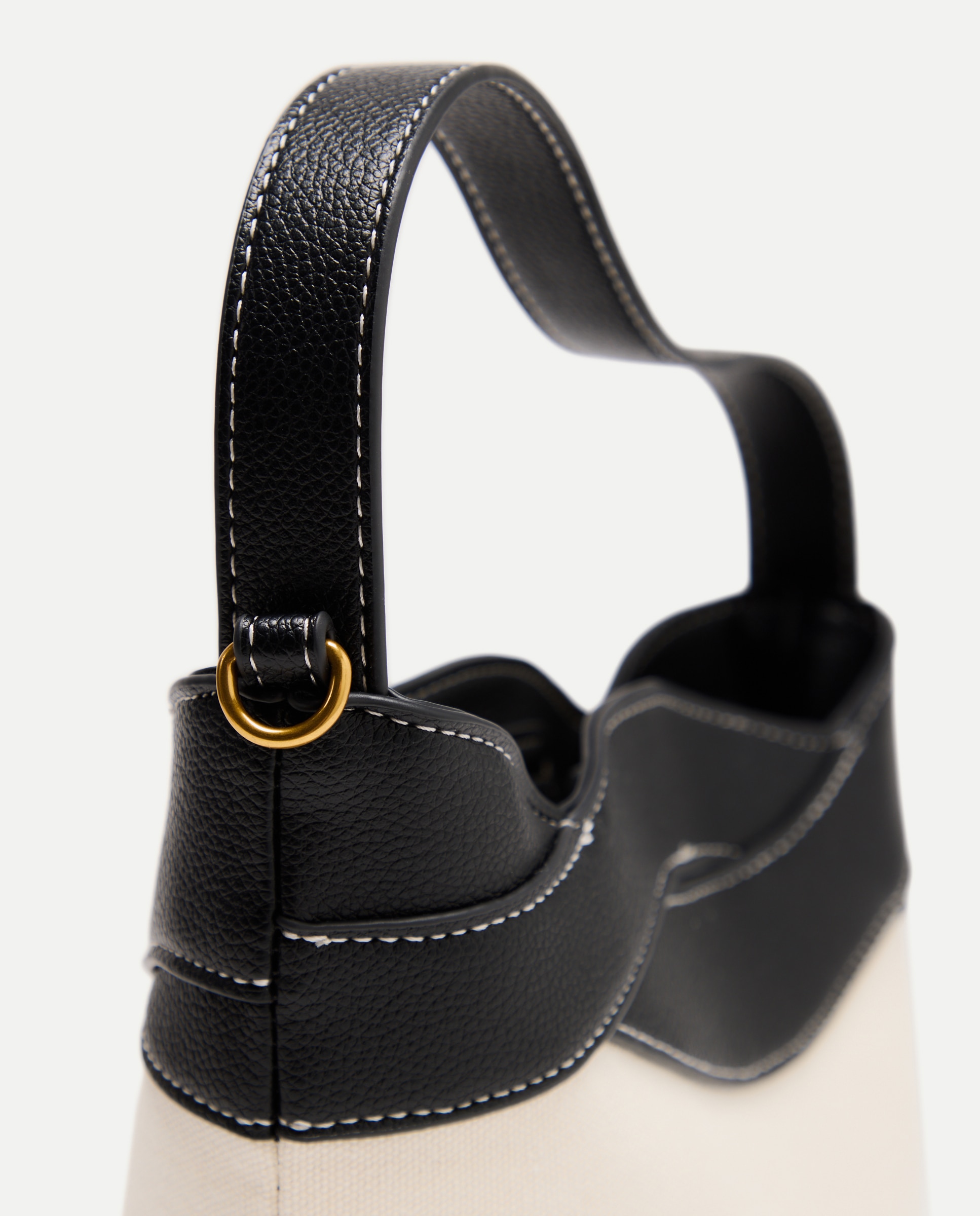 Mala Tipo Bucket de Lona com Trança Preto-5