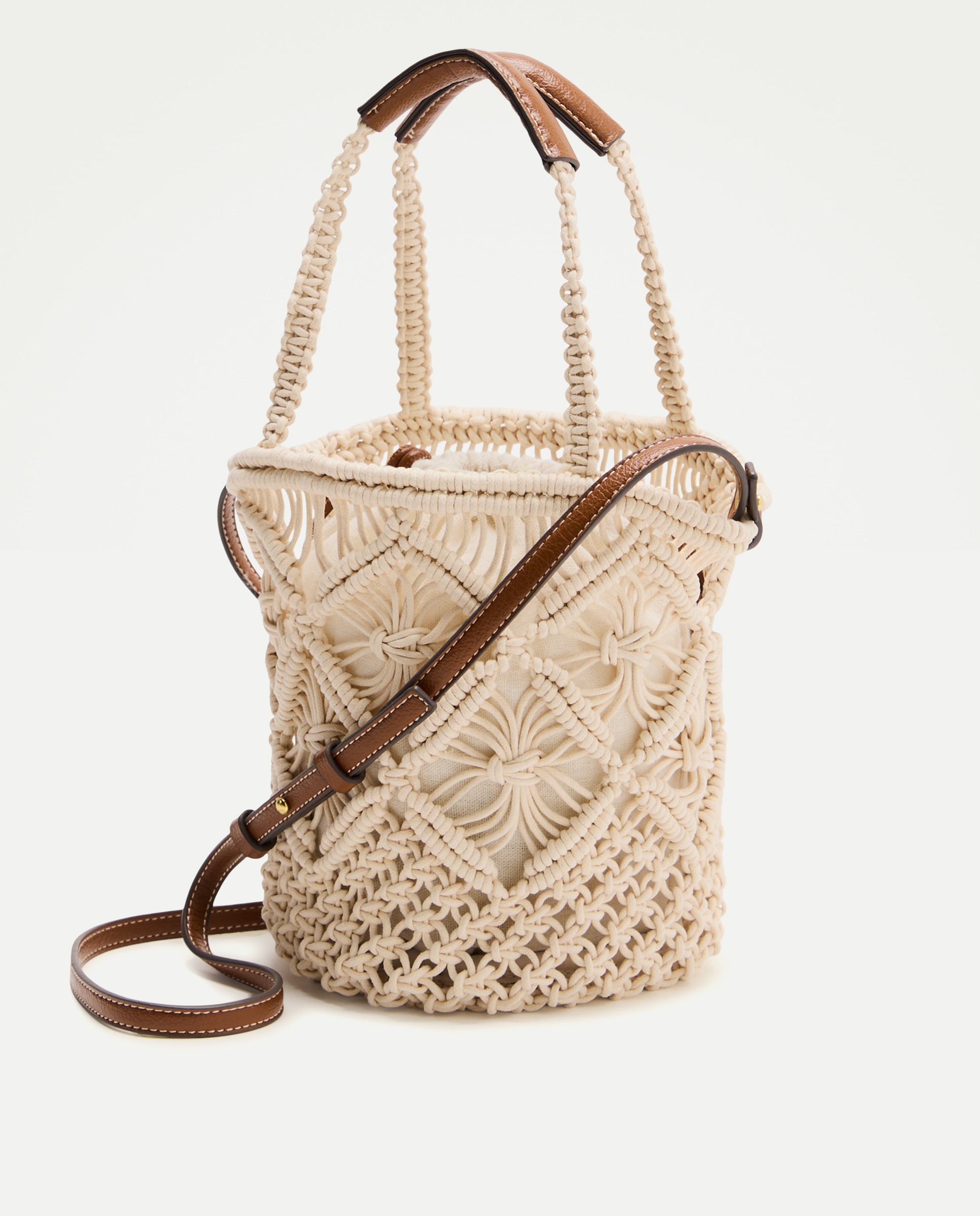 Mala Bucket de Tecido Branco-marfim-2