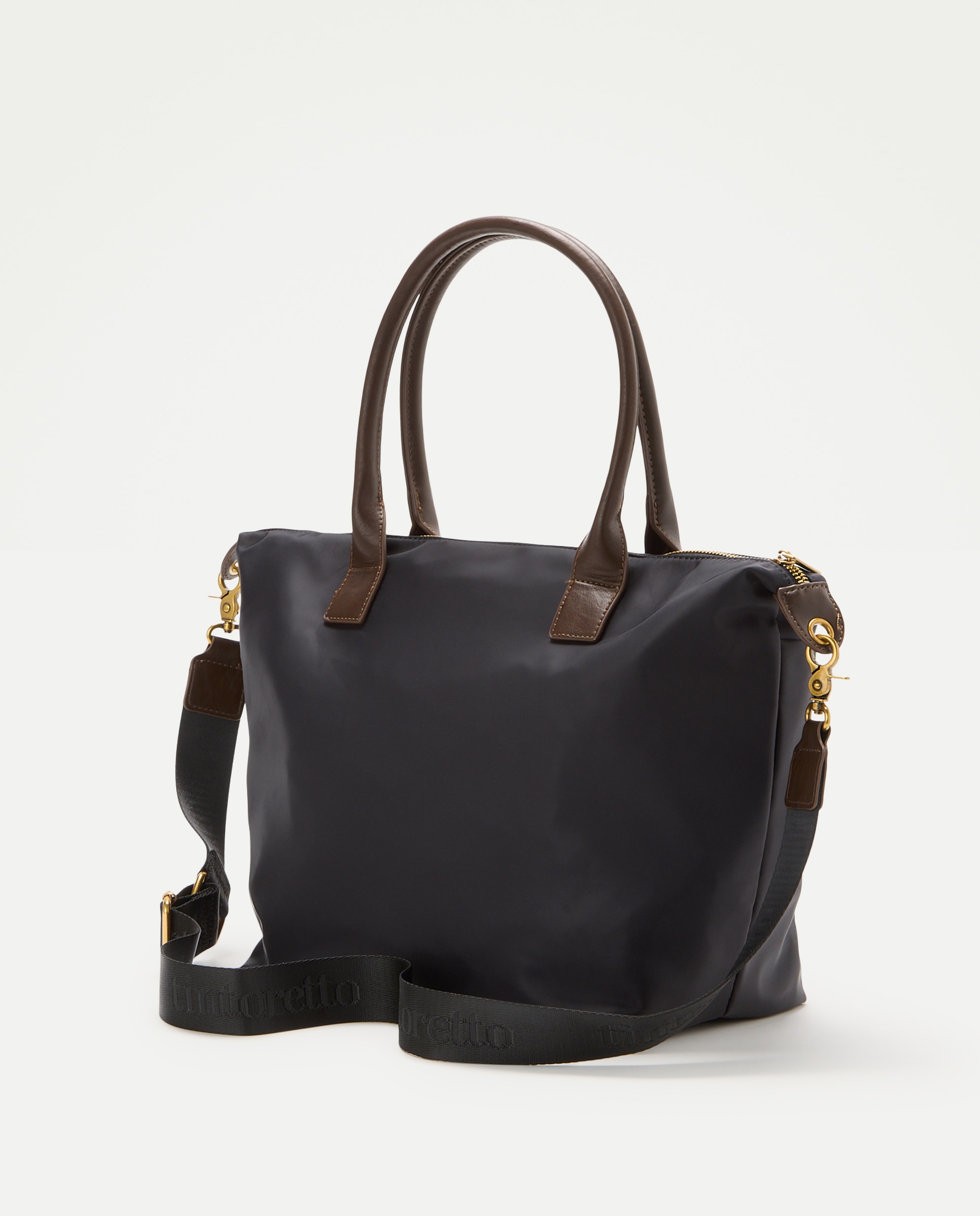 Bolso shopper de nylon con bolsillos y asa extraible - Tintoretto - Negro Negro-2