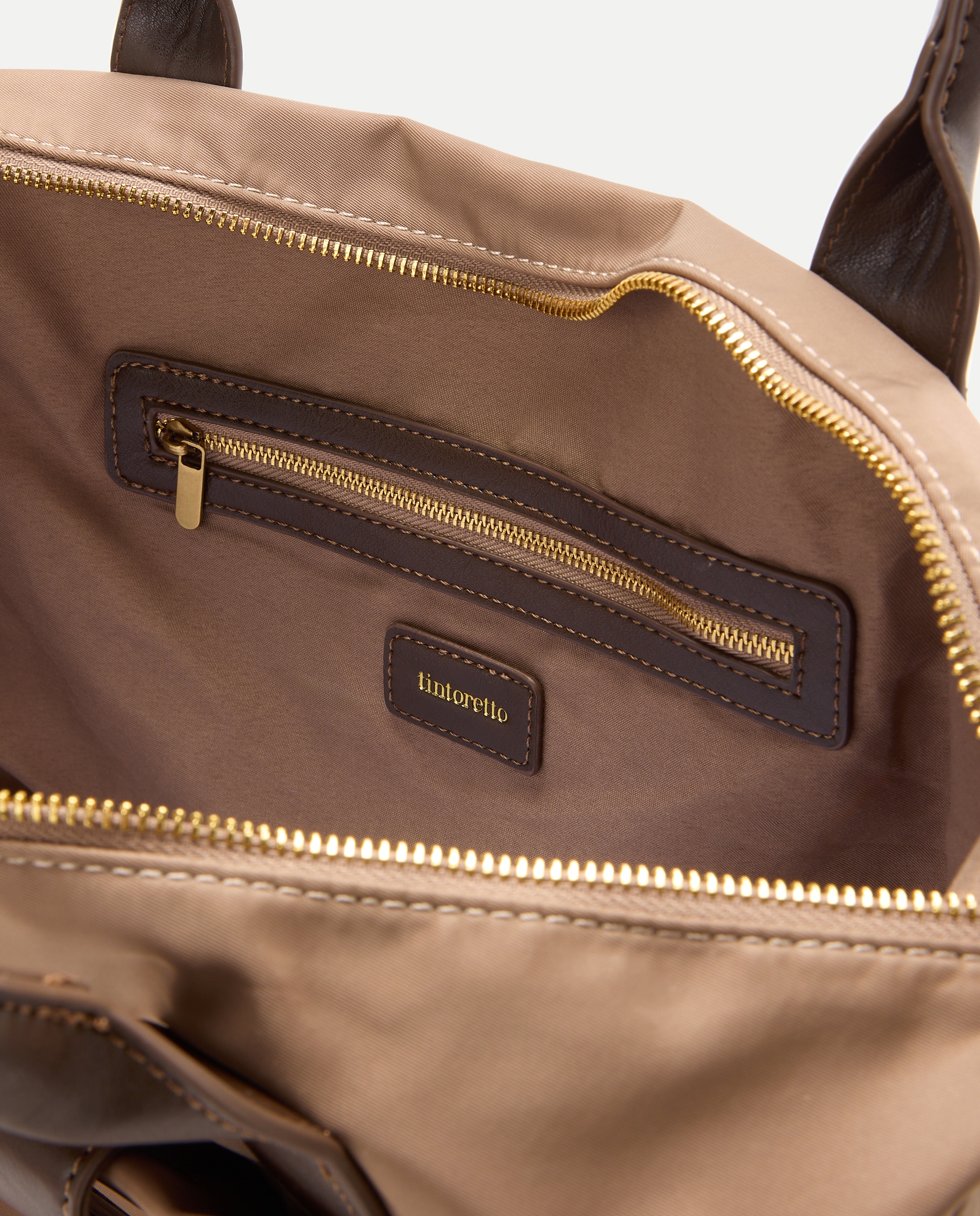 Mala Shopper de Nylon com Bolsos e Alça Amovível Vison Claro-4