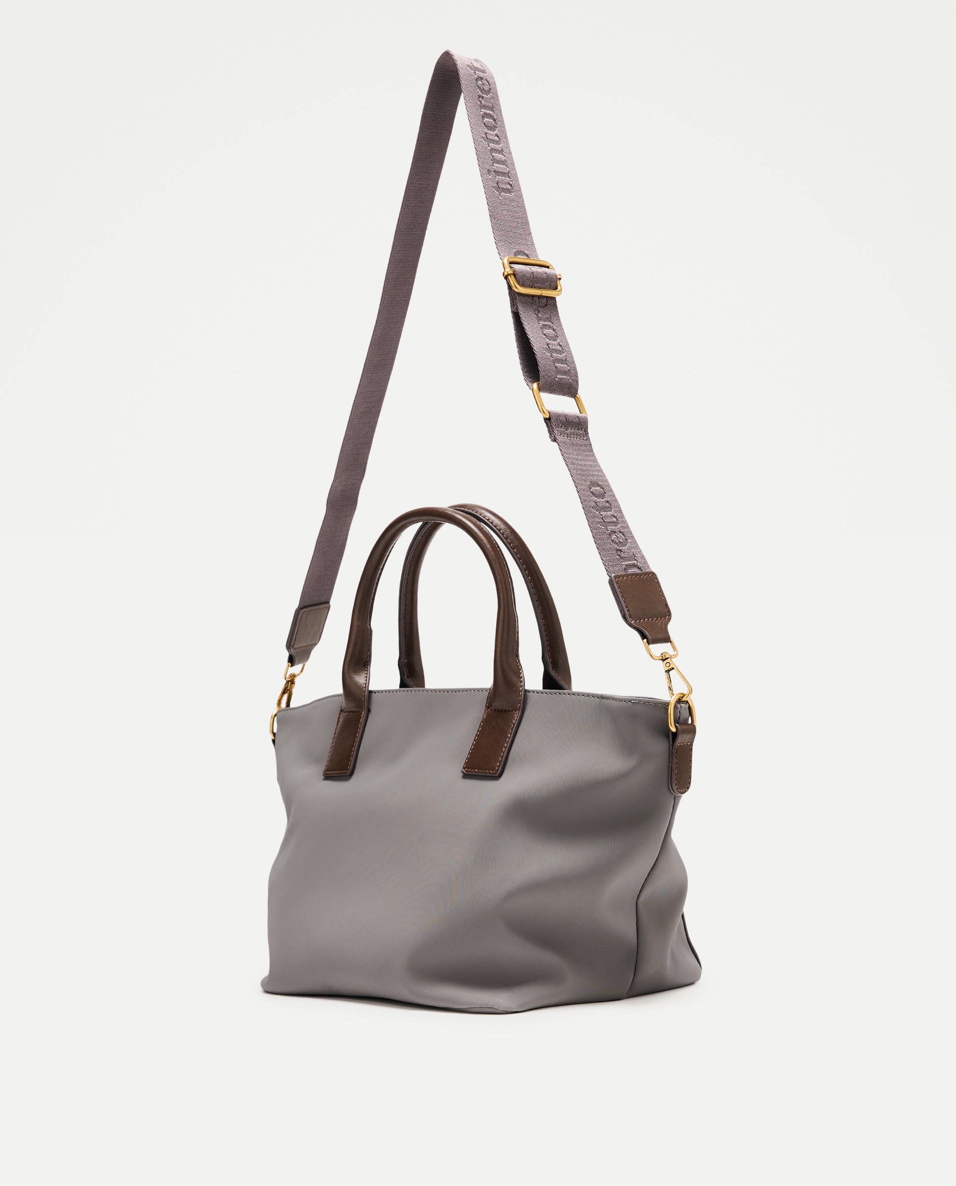 Mala Shopper de Nylon com Bolsos Cinzento-claro-2