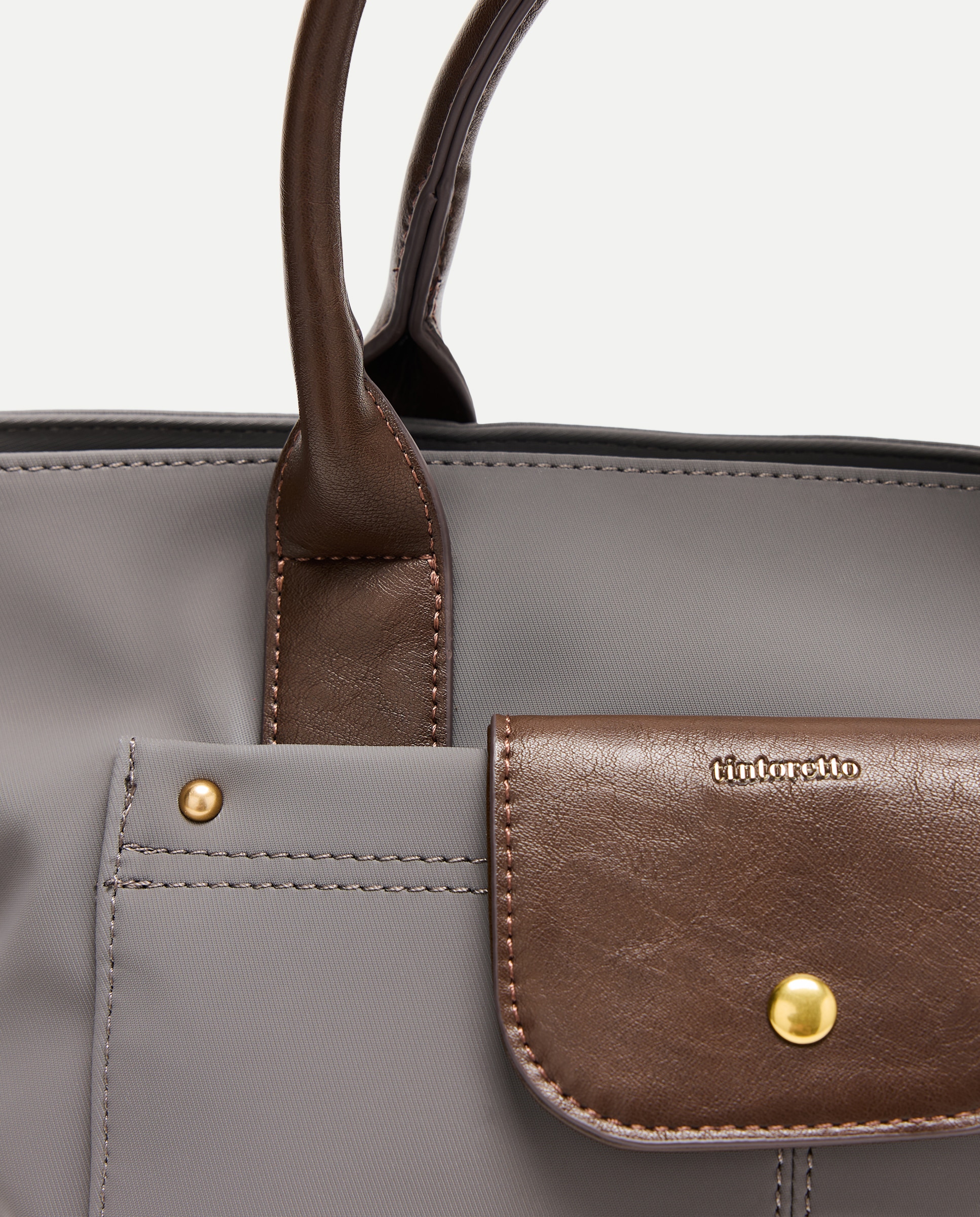 Mala Shopper de Nylon com Bolsos Cinzento-claro-3