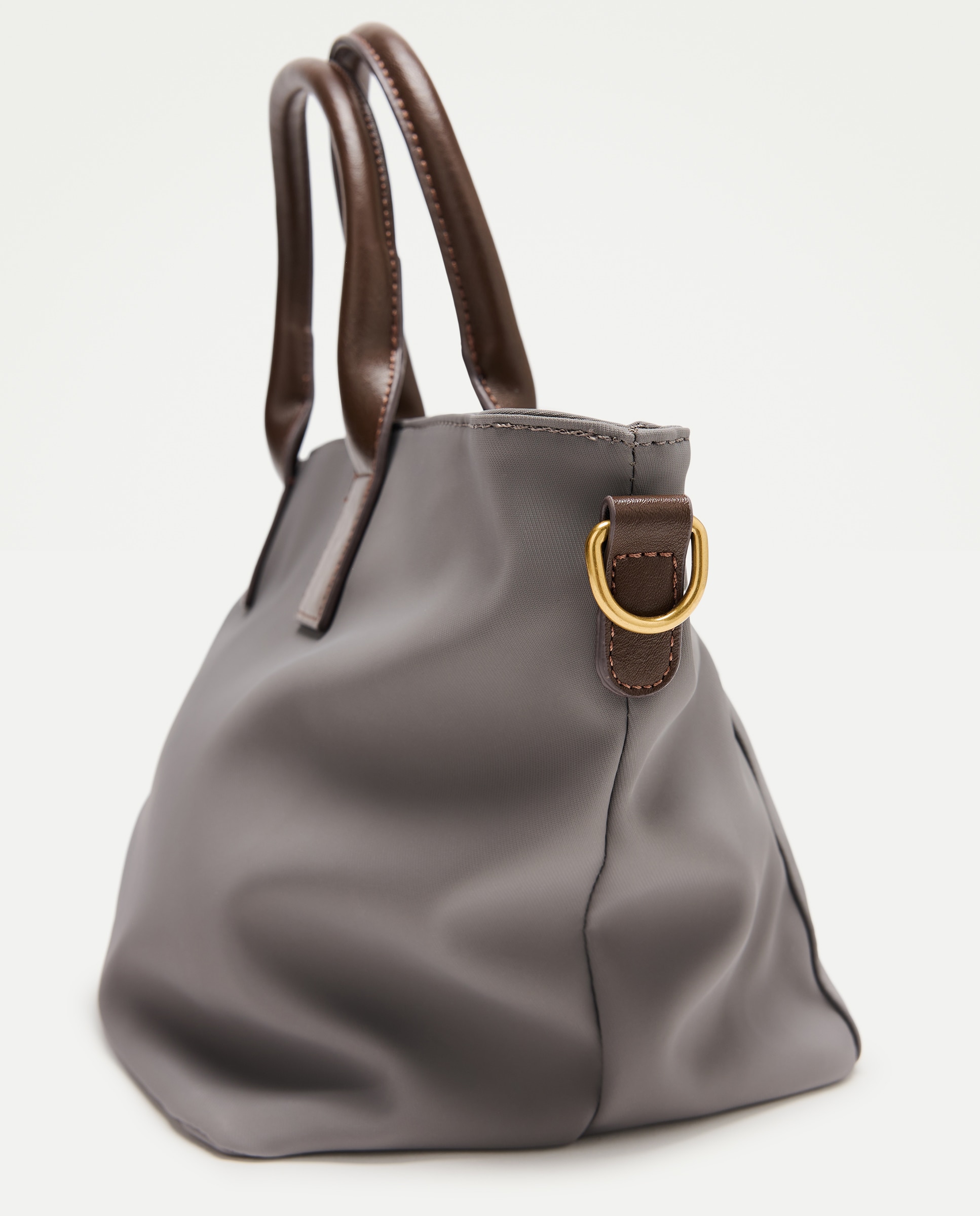 Mala Shopper de Nylon com Bolsos Cinzento-claro-4