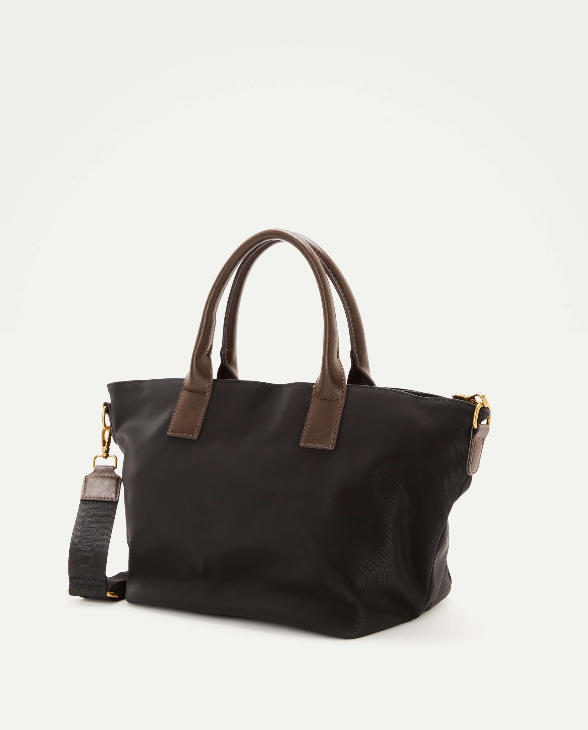 Mala Shopper de Nylon com Bolsos Preto-2