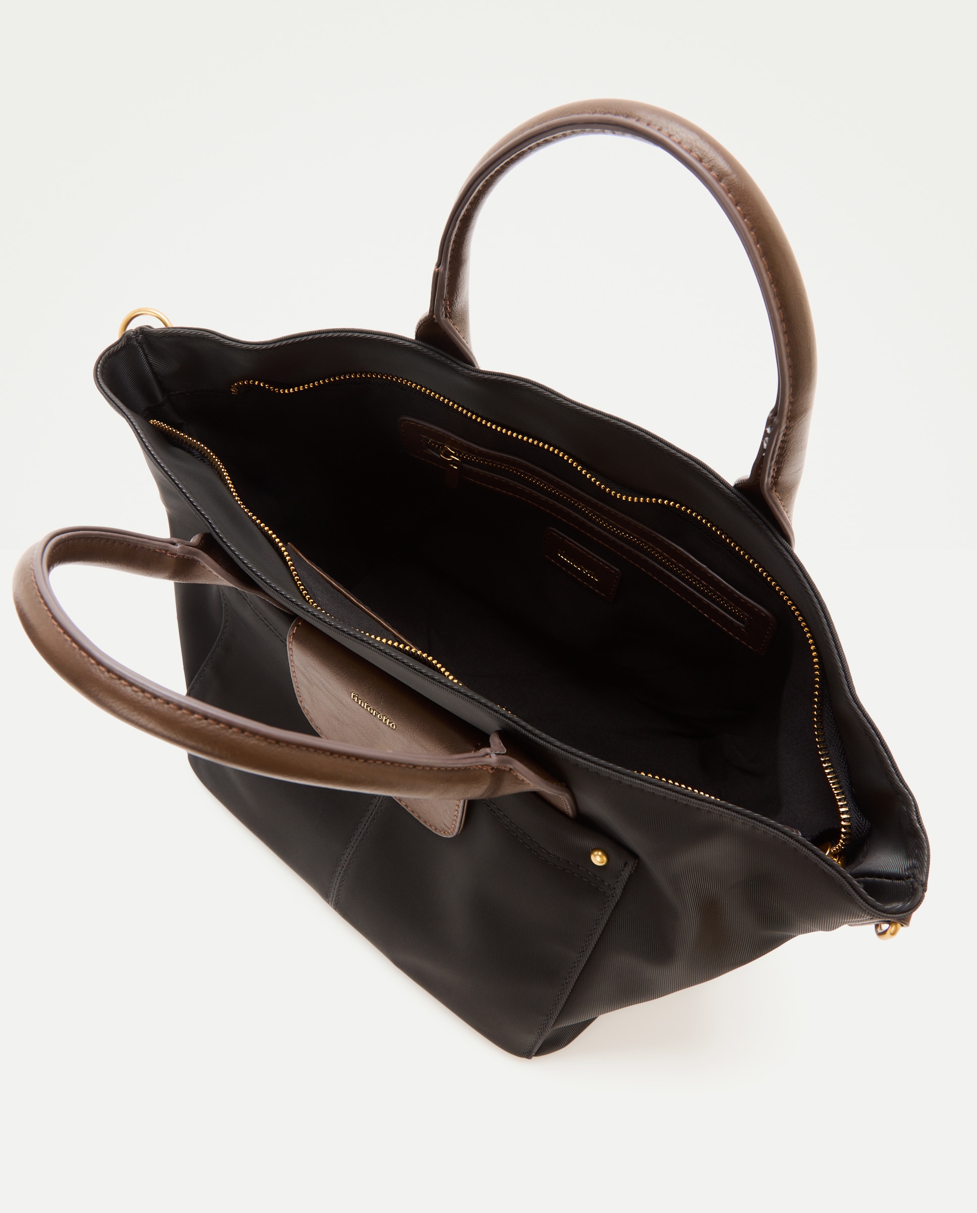 Mala Shopper de Nylon com Bolsos Preto-3