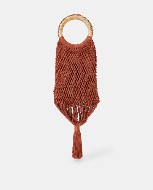 Bolso de mano trenzado con flecos