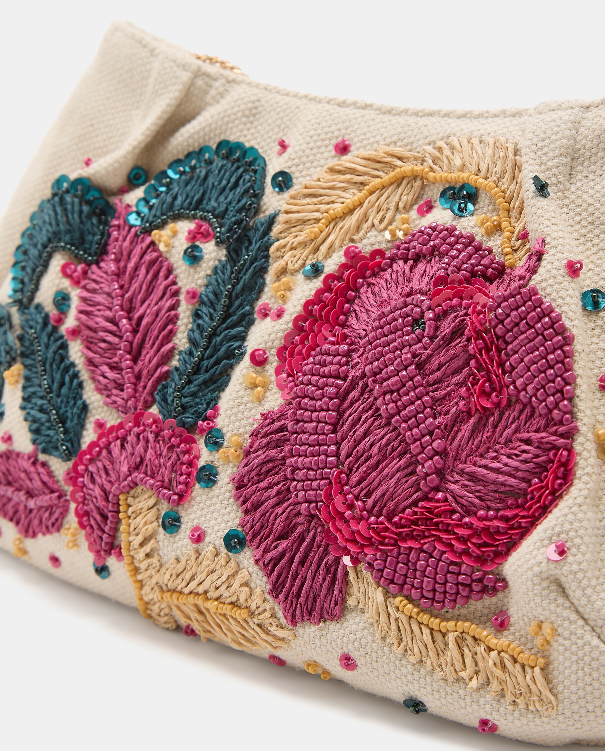 Mala Clutch com Bordado Floral Amarelo-4