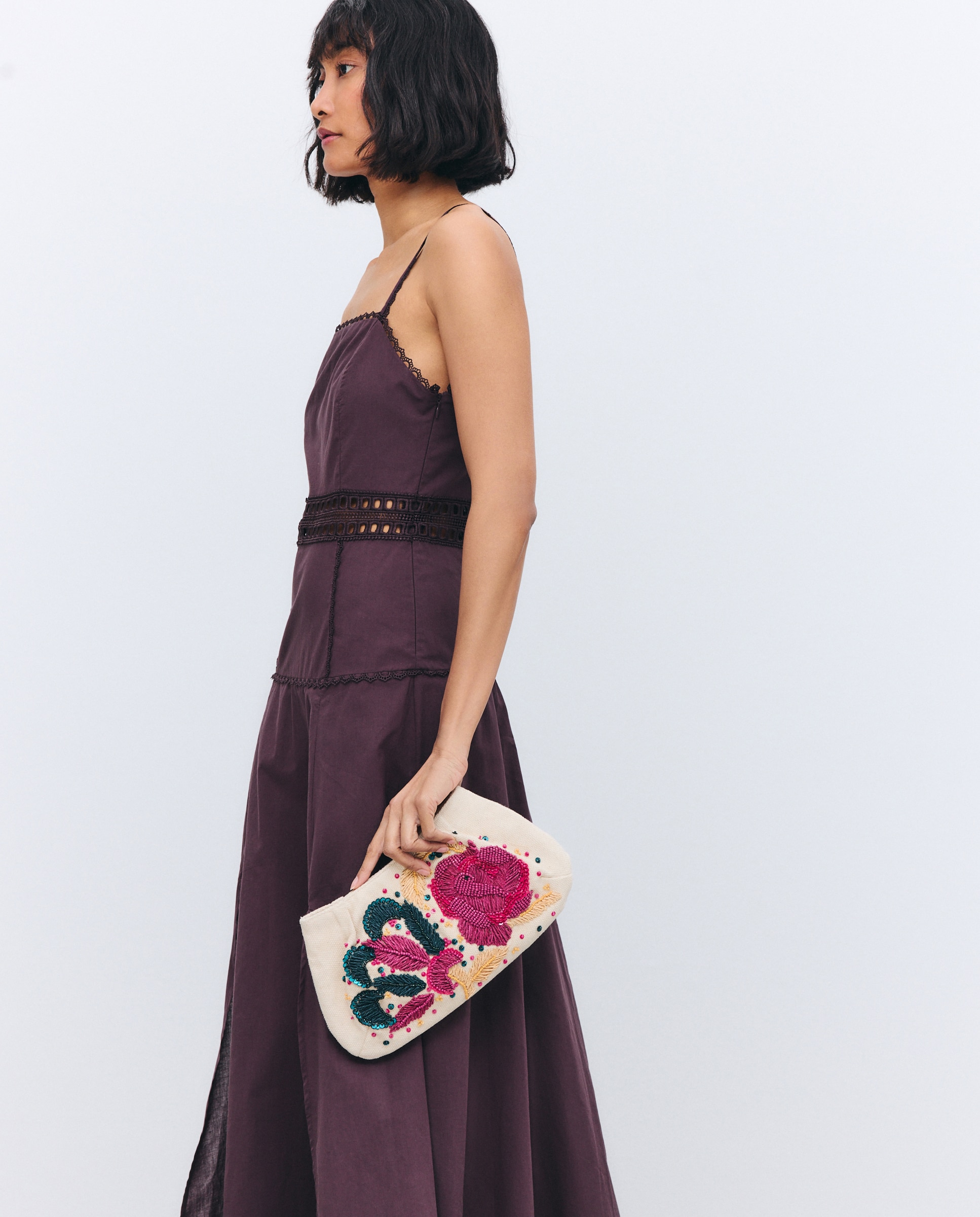 Mala Clutch com Bordado Floral Amarelo-6