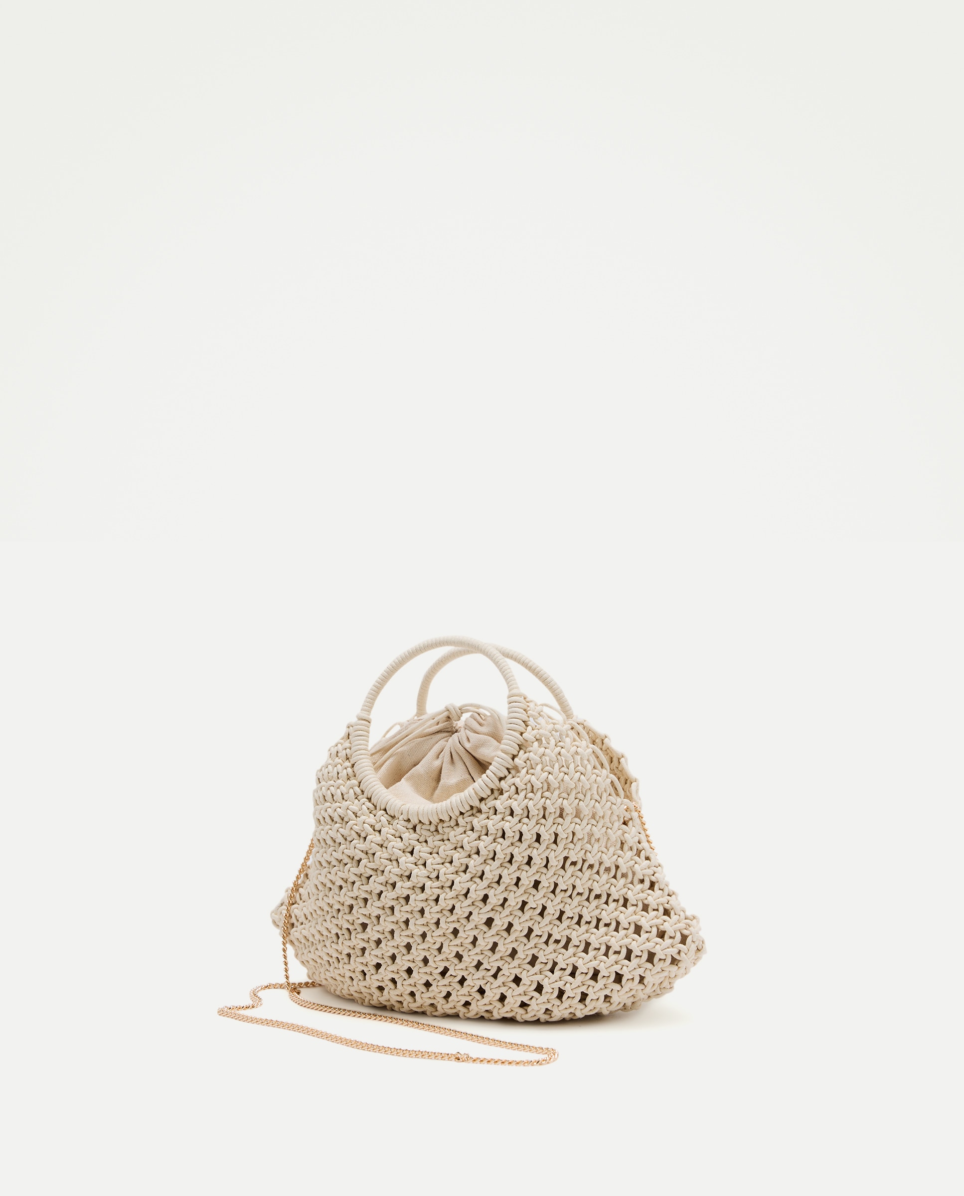 Mala Entrançada Artesanal com Alça Circular Branco-marfim-2