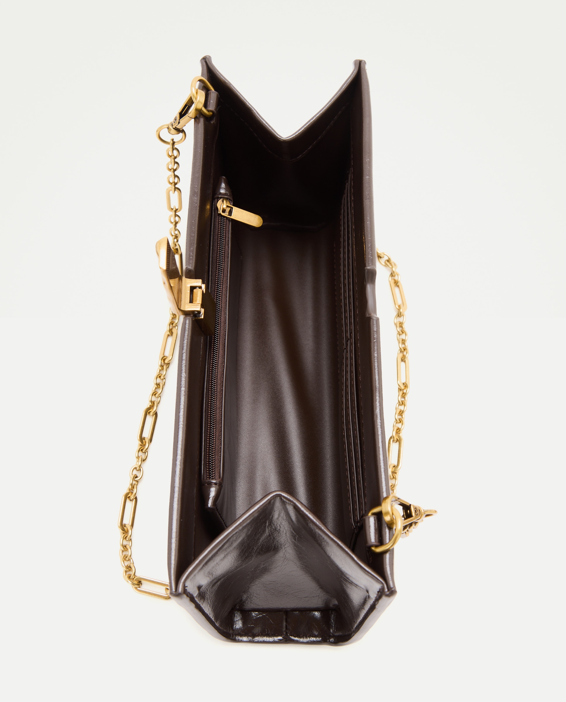 Mala Clutch de Festa com Efeito de Pele Castanho-5