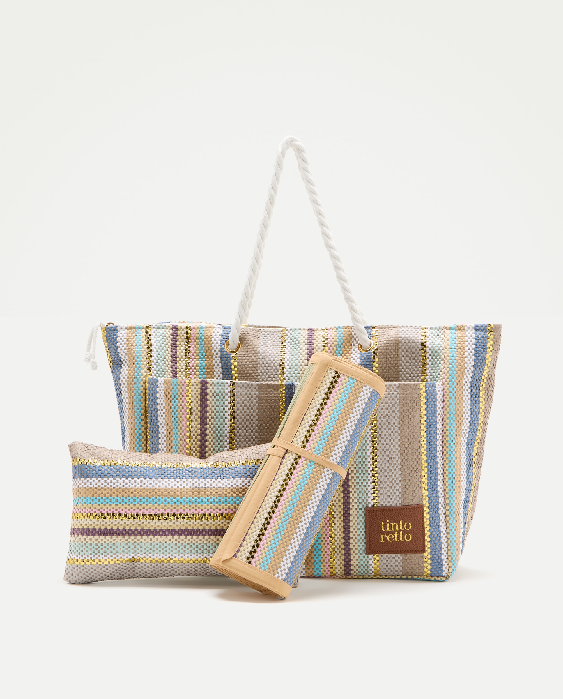 Saco de Praia com Esteira e Almofada Vison Claro-4