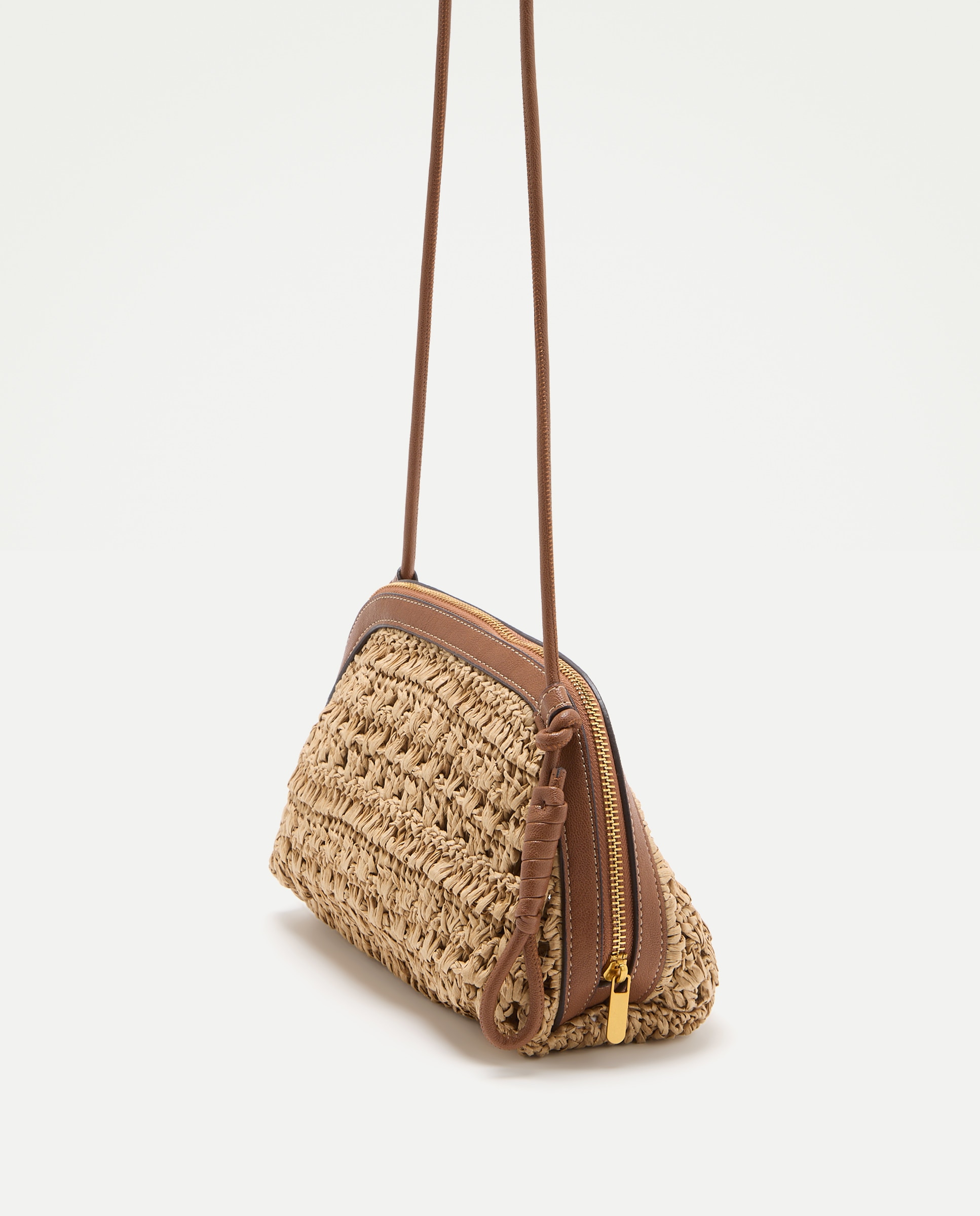 Bolso bandolera efecto rafia - Tintoretto - Chocolate Tostado-3