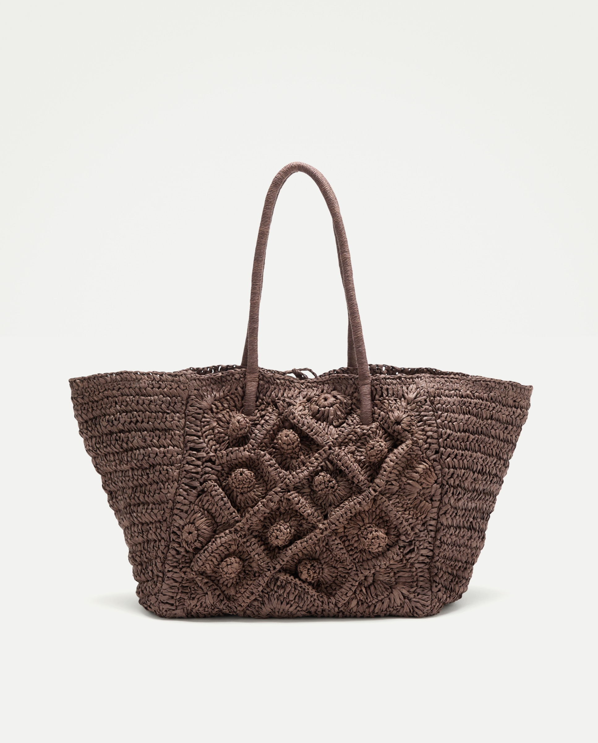 Imagem 0 de Mala Shopper Grande com Efeito de Ráfia aos Losangos