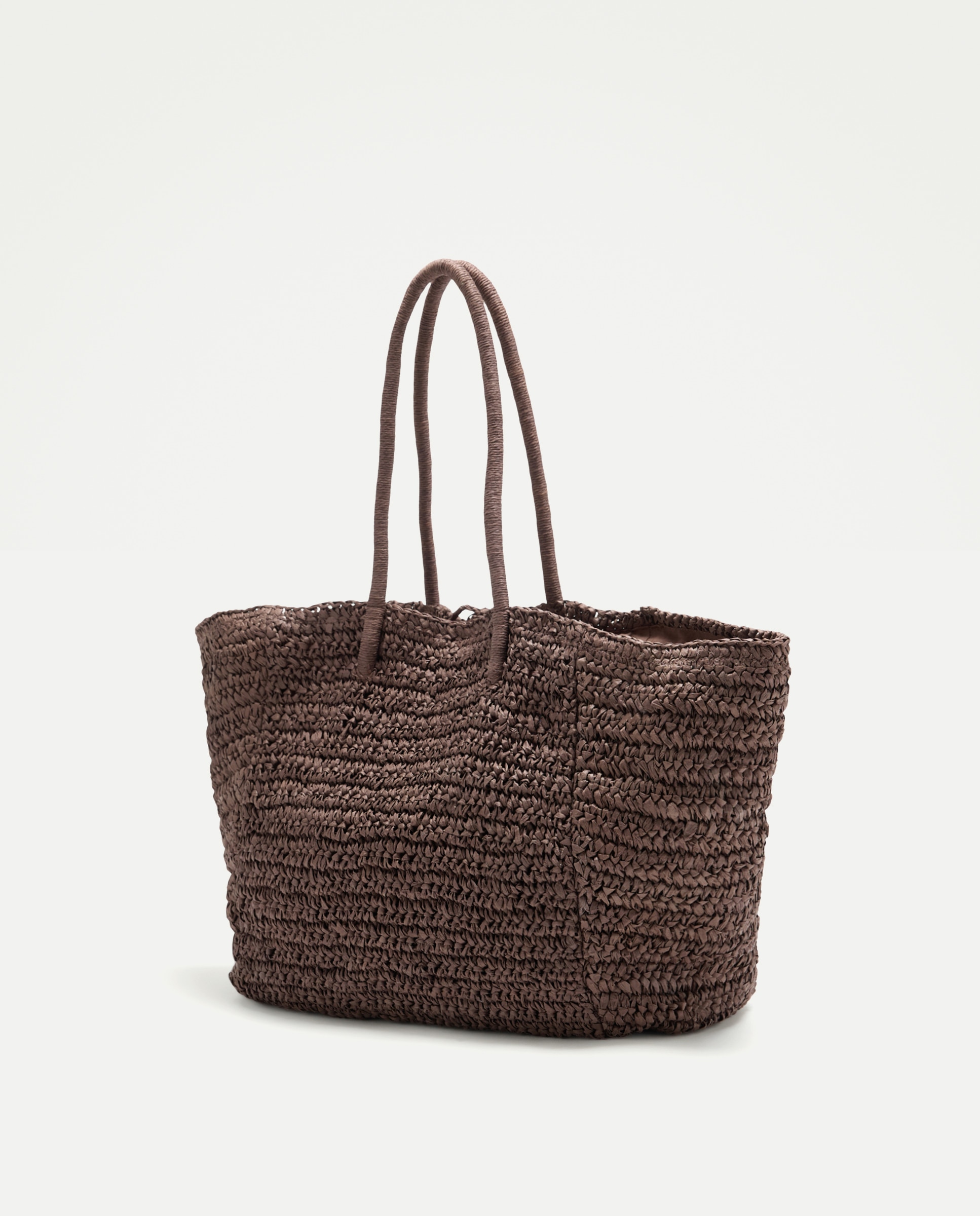Mala Shopper Grande com Efeito de Ráfia aos Losangos Chocolate-2