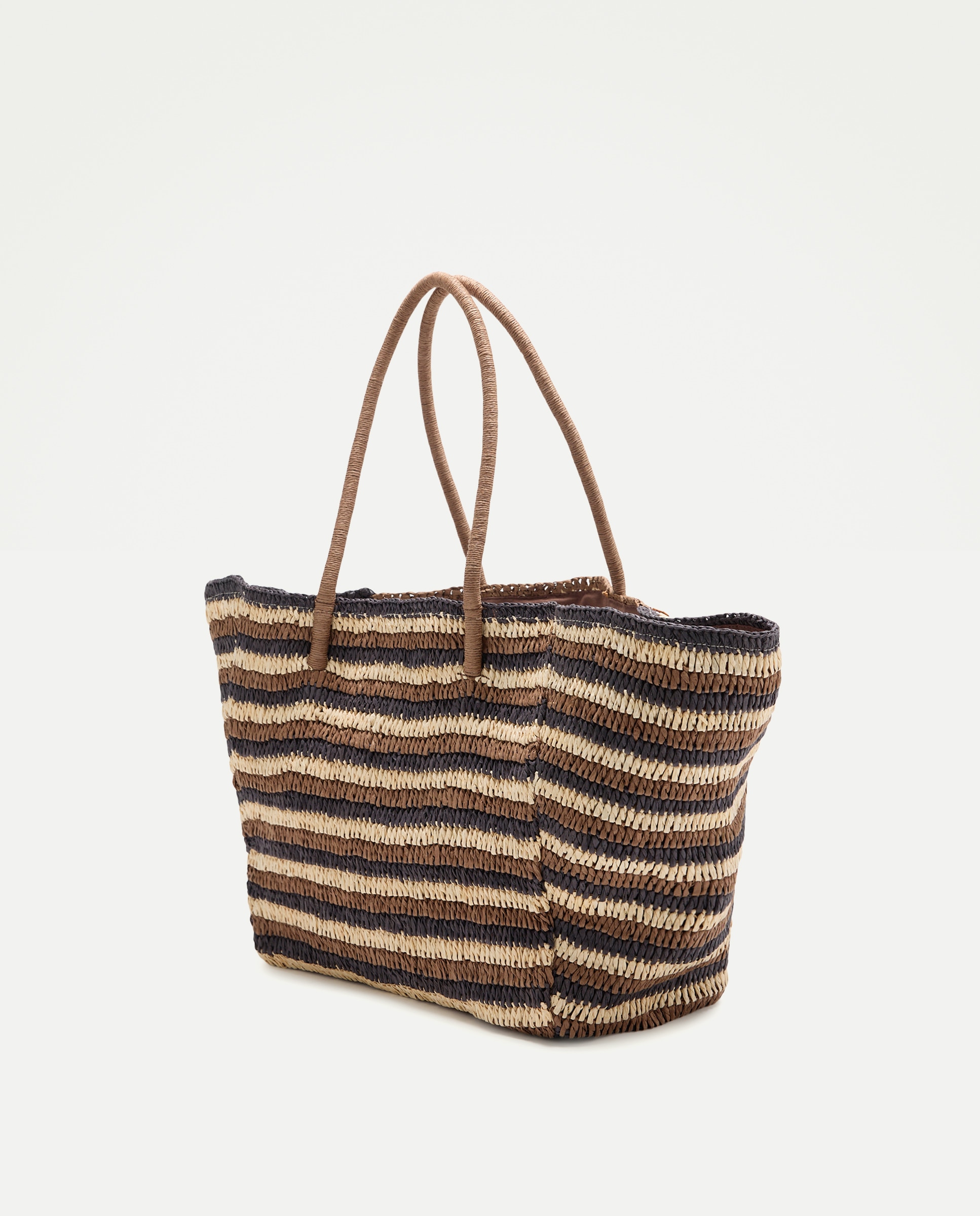 Mala Shopper de Fibras Naturais com Patch Castanho-2