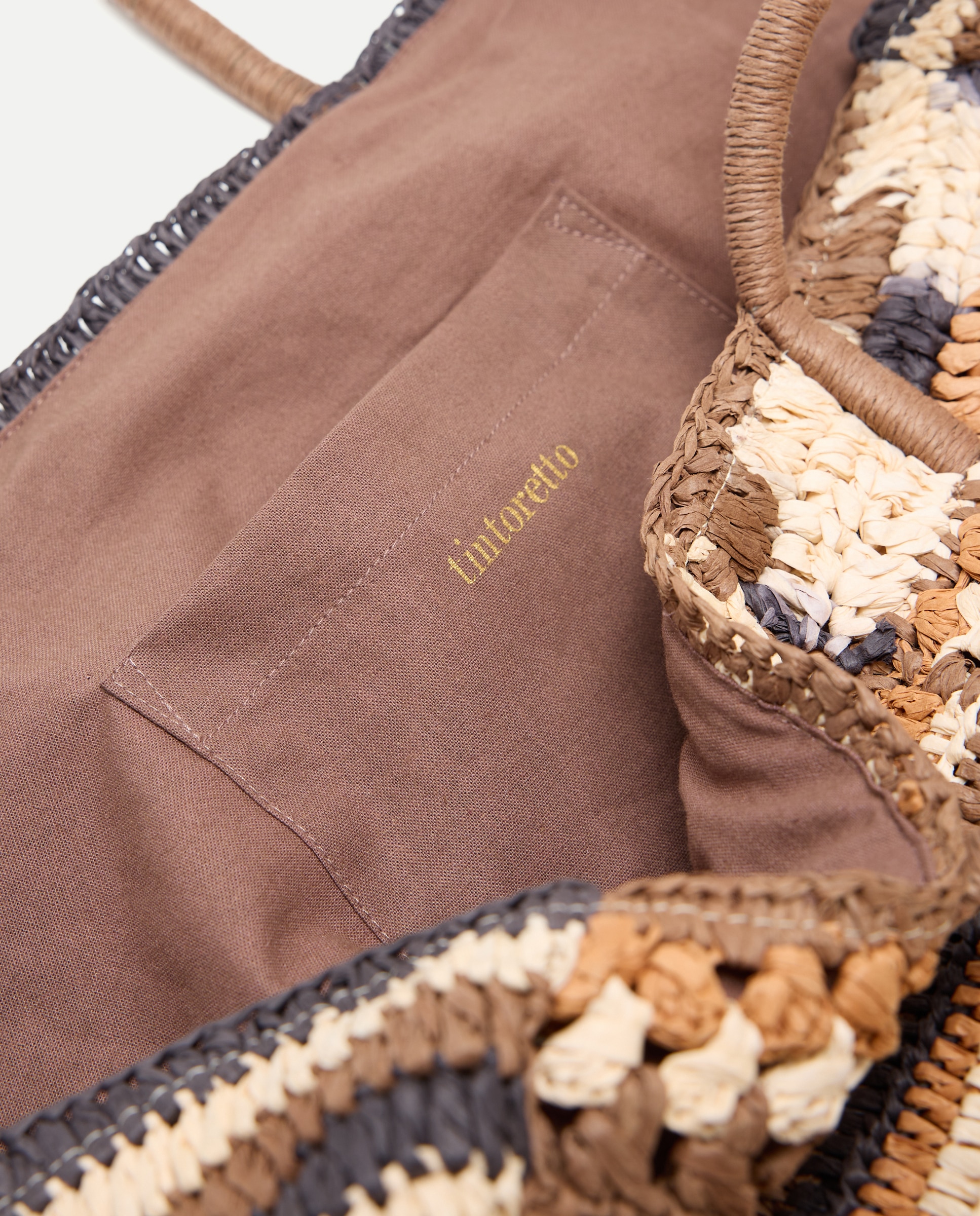 Mala Shopper de Fibras Naturais com Patch Castanho-3