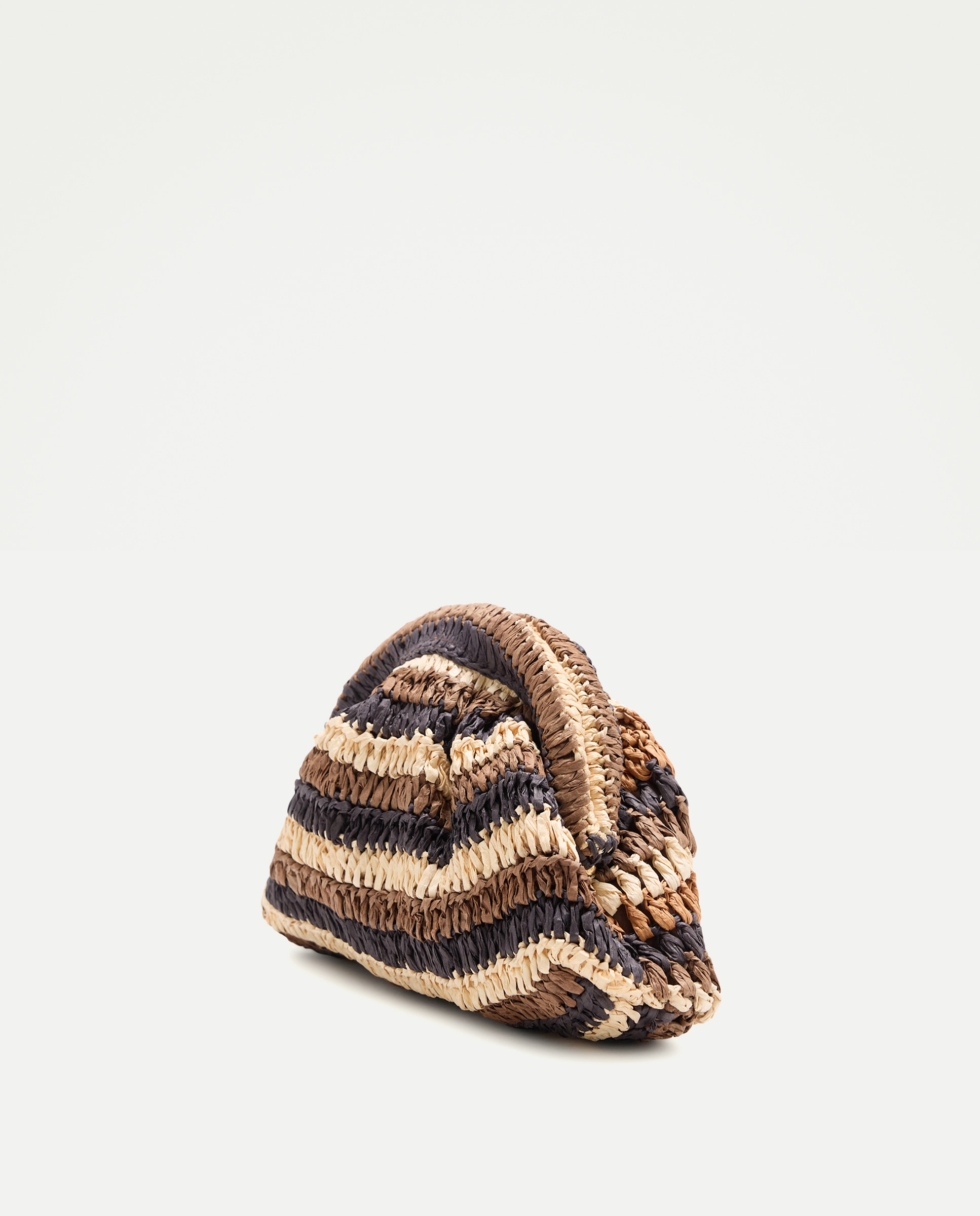 Mala Clutch com Corrente de Fibras Naturais e Patch Castanho-2