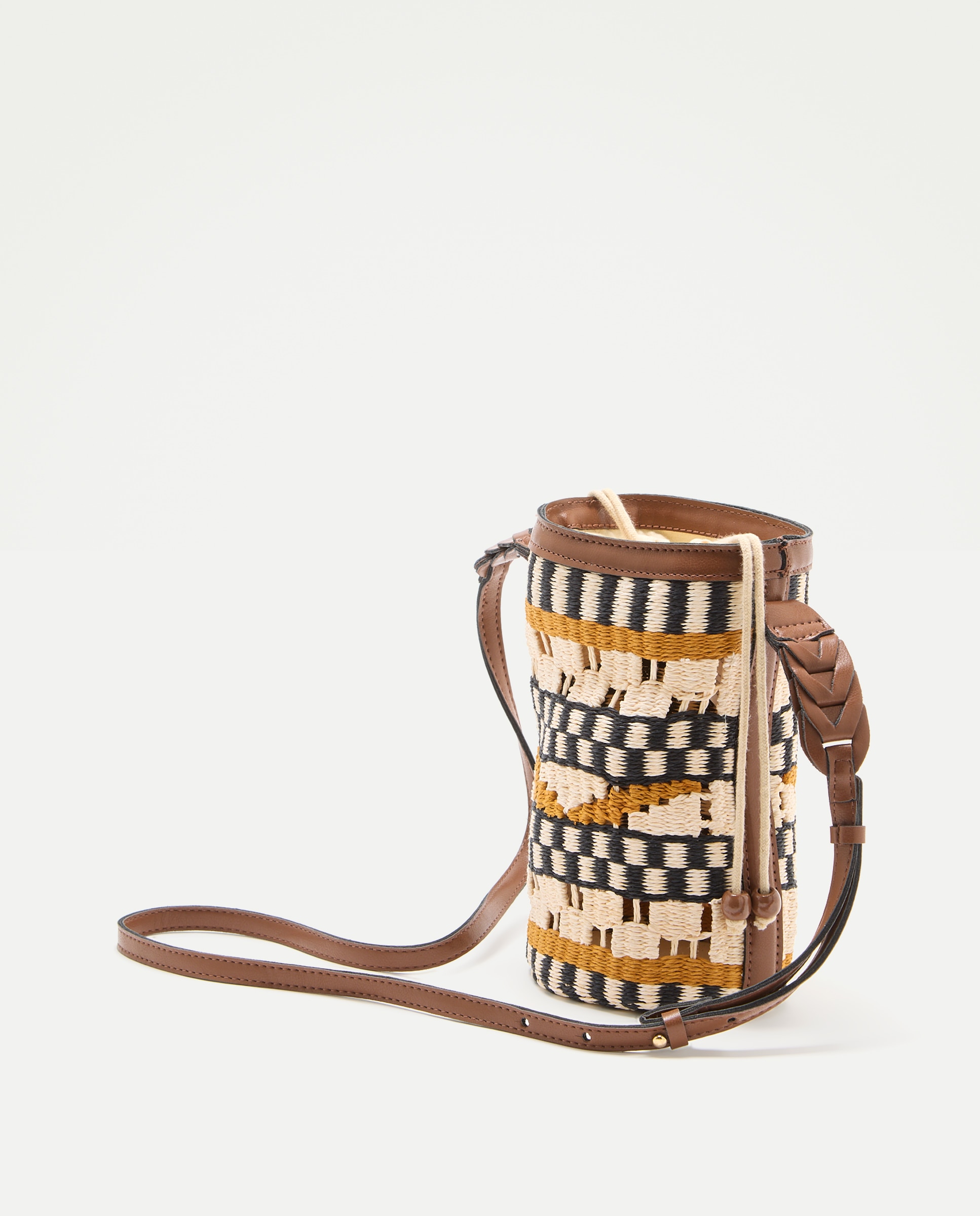 Mala Bucket com Efeito de Ráfia - Multicolor Branco-2