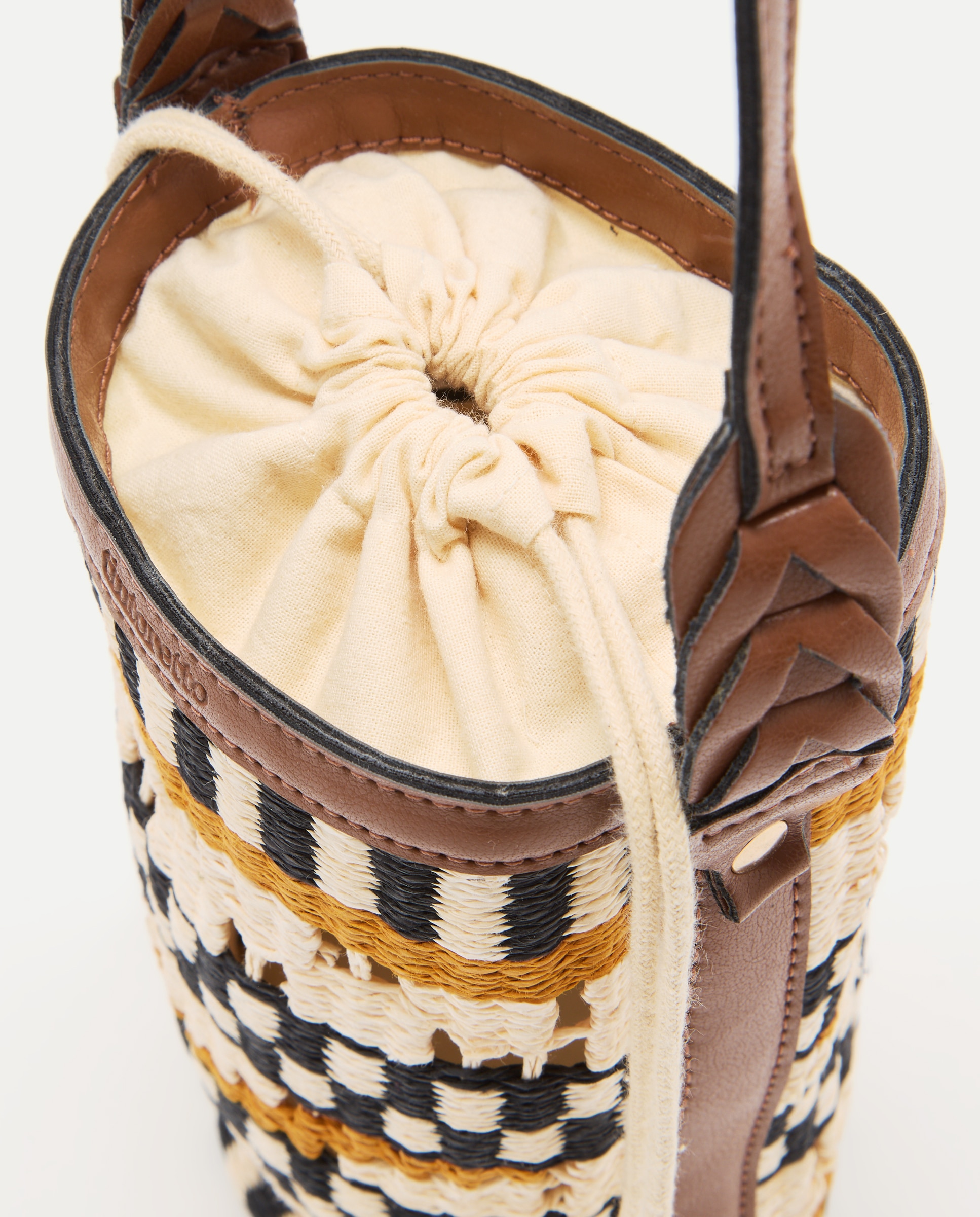 Mala Bucket com Efeito de Ráfia - Multicolor Branco-4