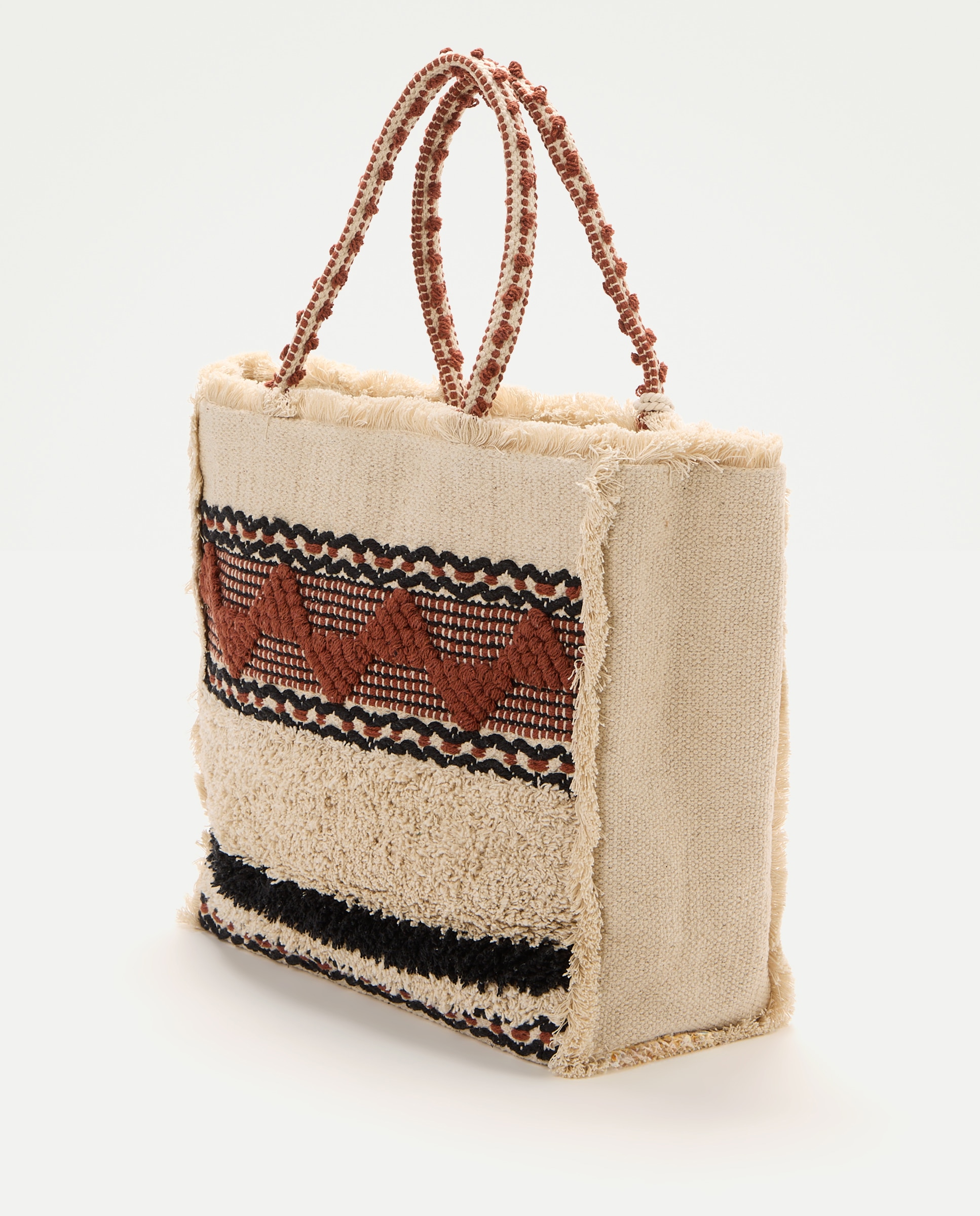 Mala Shopper Boho Grande de Praia Branco-2