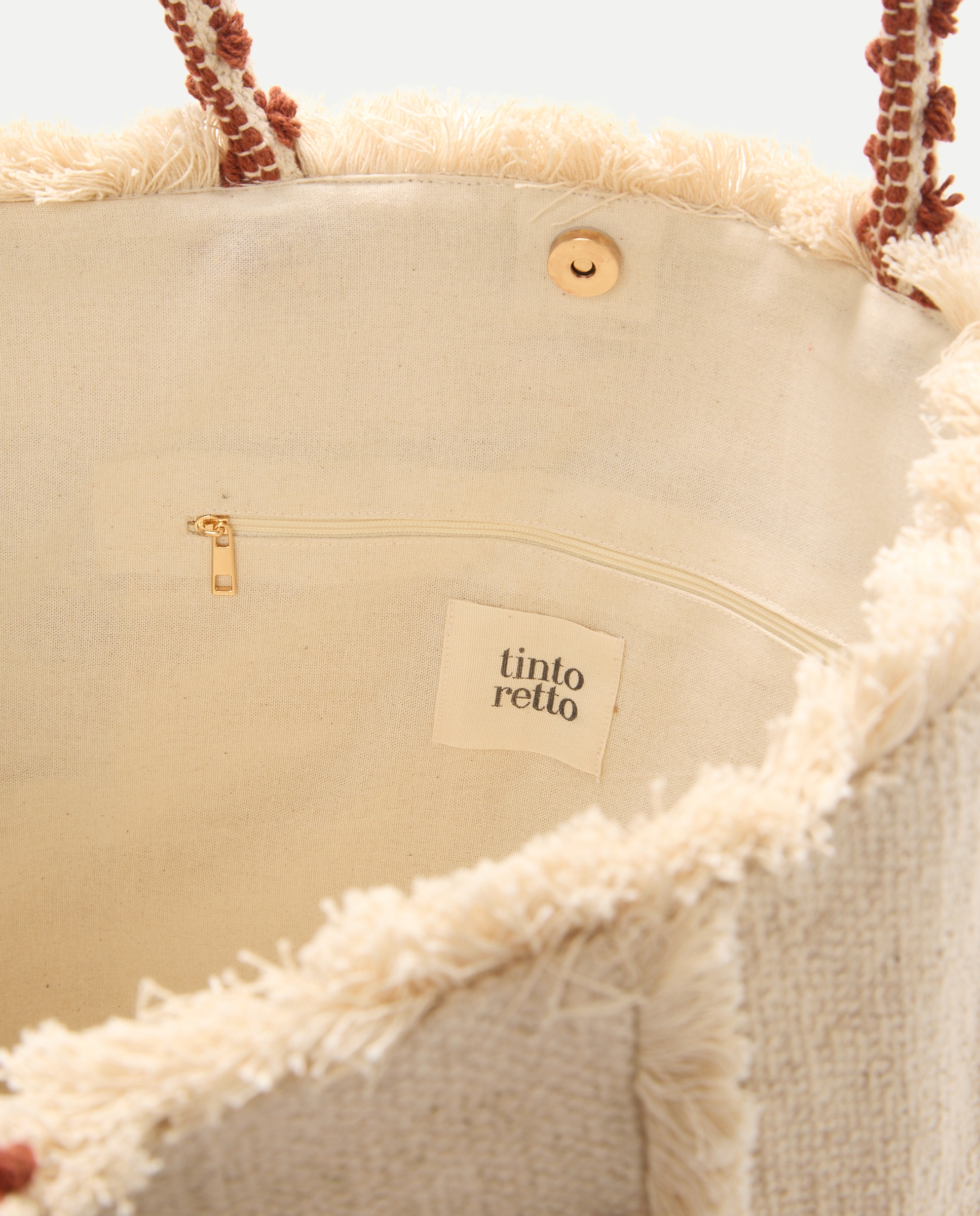 Mala Shopper Boho Grande de Praia Branco-5