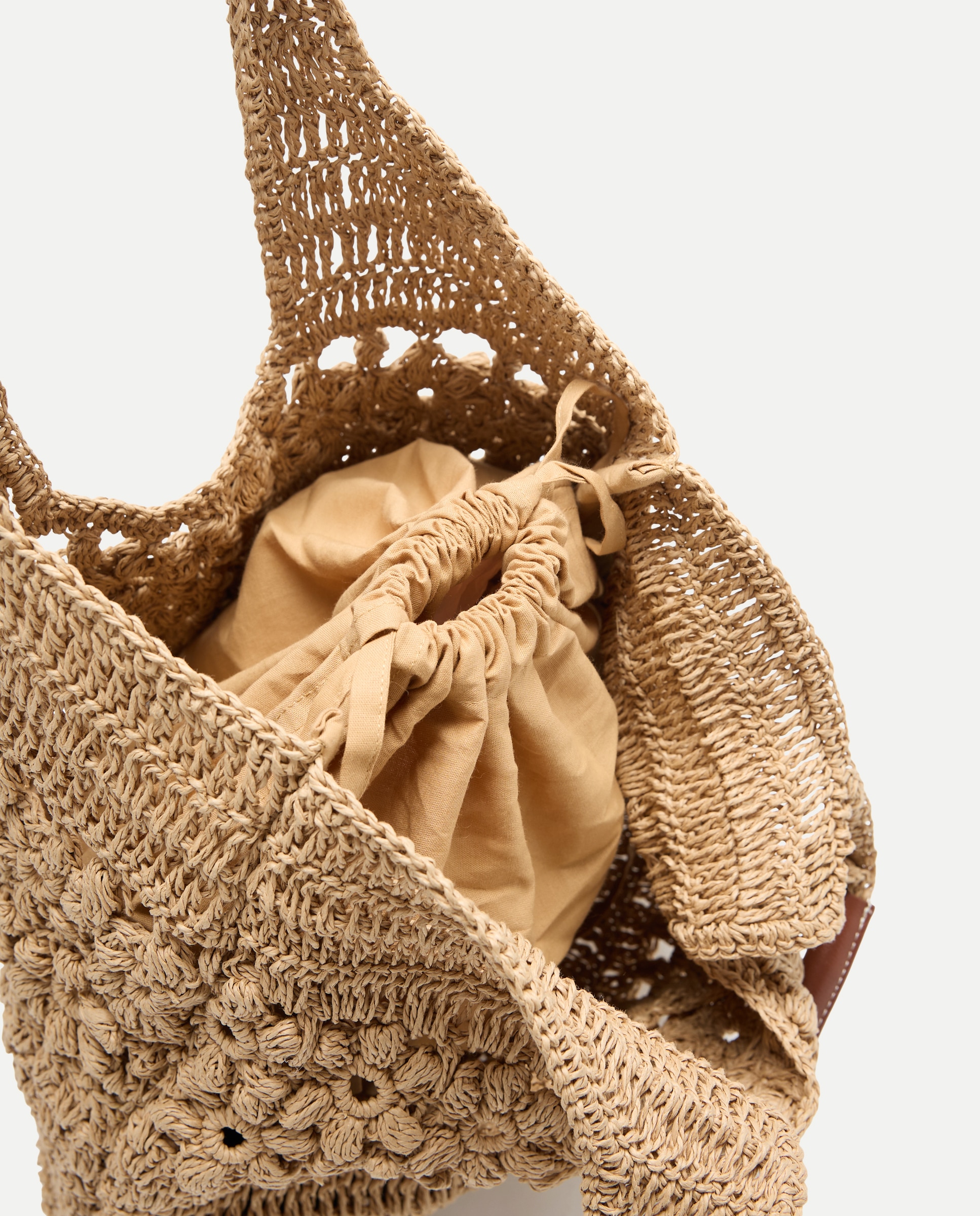 Mala Shopper com Efeito de Ráfia e Estampado Floral Torrado-3