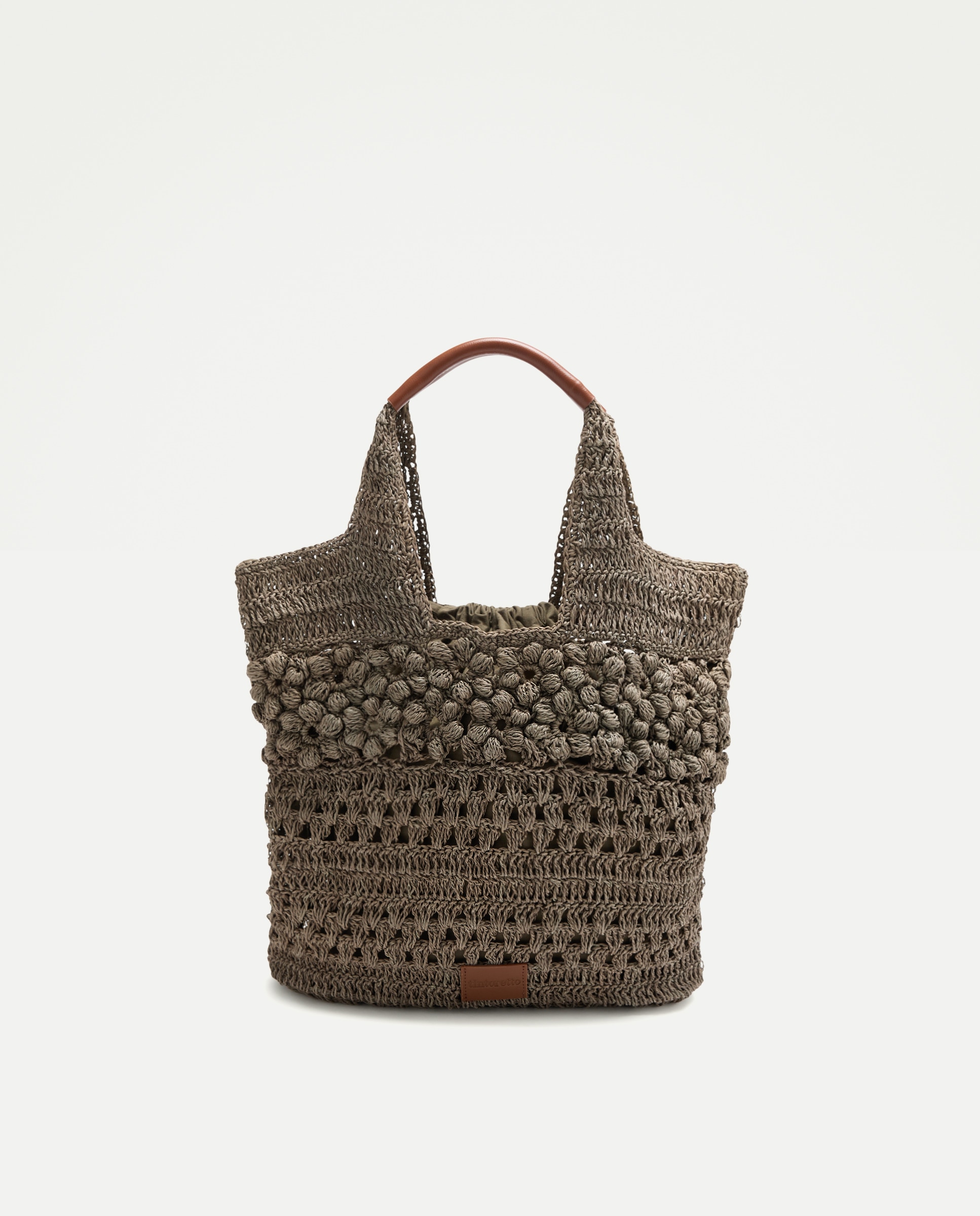 Imagem 0 de Mala Shopper Grande com Efeito de Ráfia e Estampado Floral