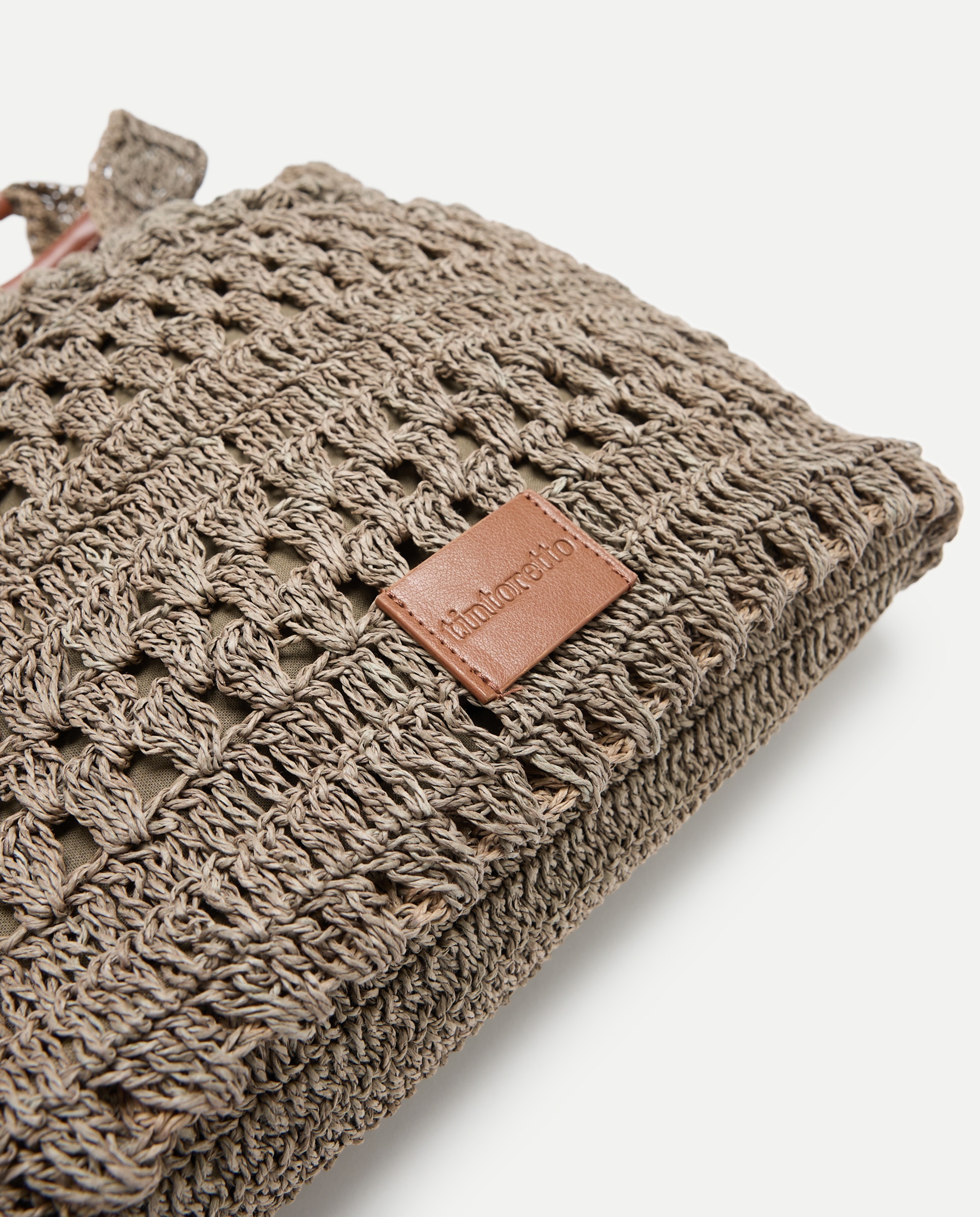 Mala Shopper Grande com Efeito de Ráfia e Estampado Floral 520 Caqui-4