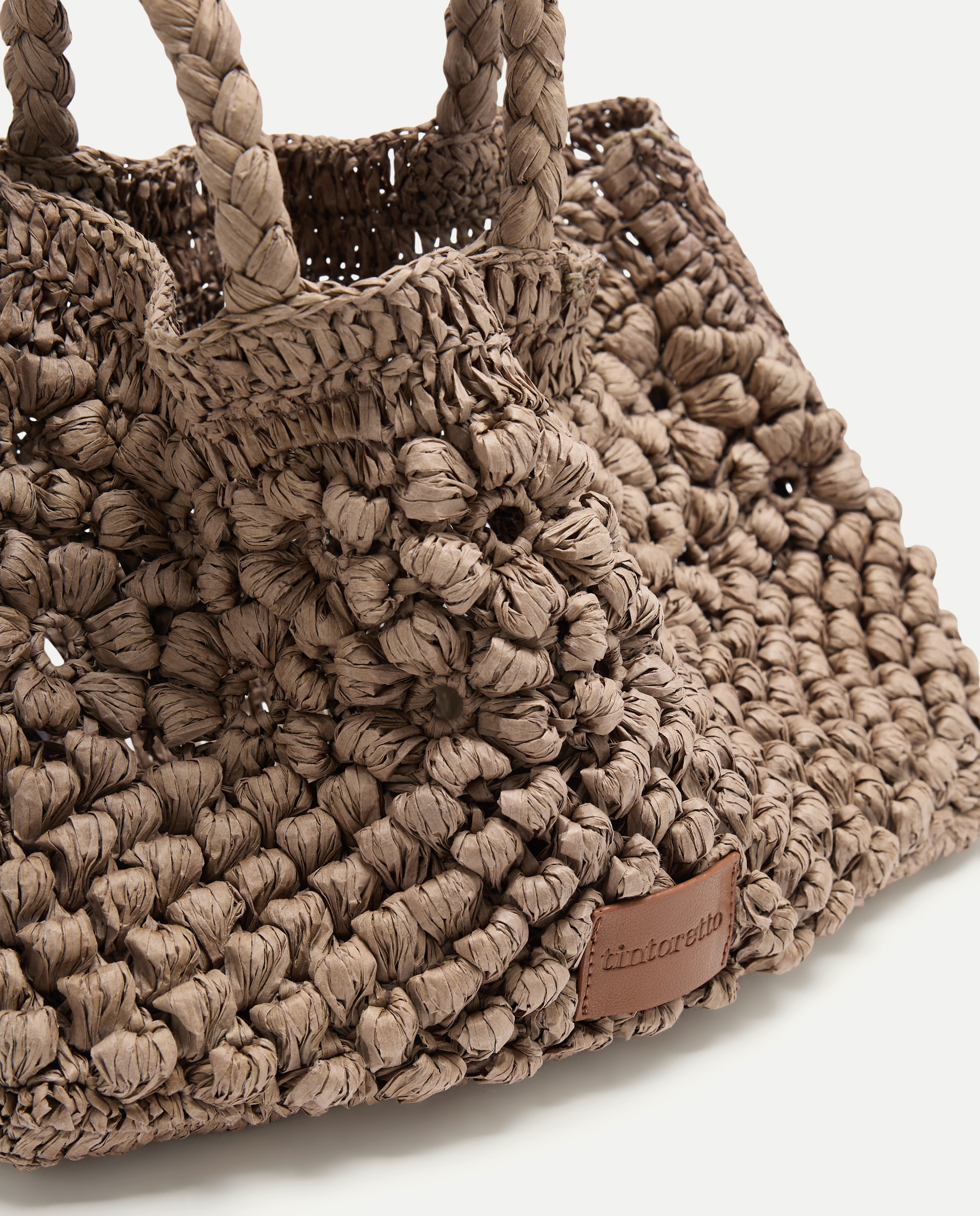 Mala Shopper Média com Efeito de Ráfia e Estampado Floral 520 Caqui-3