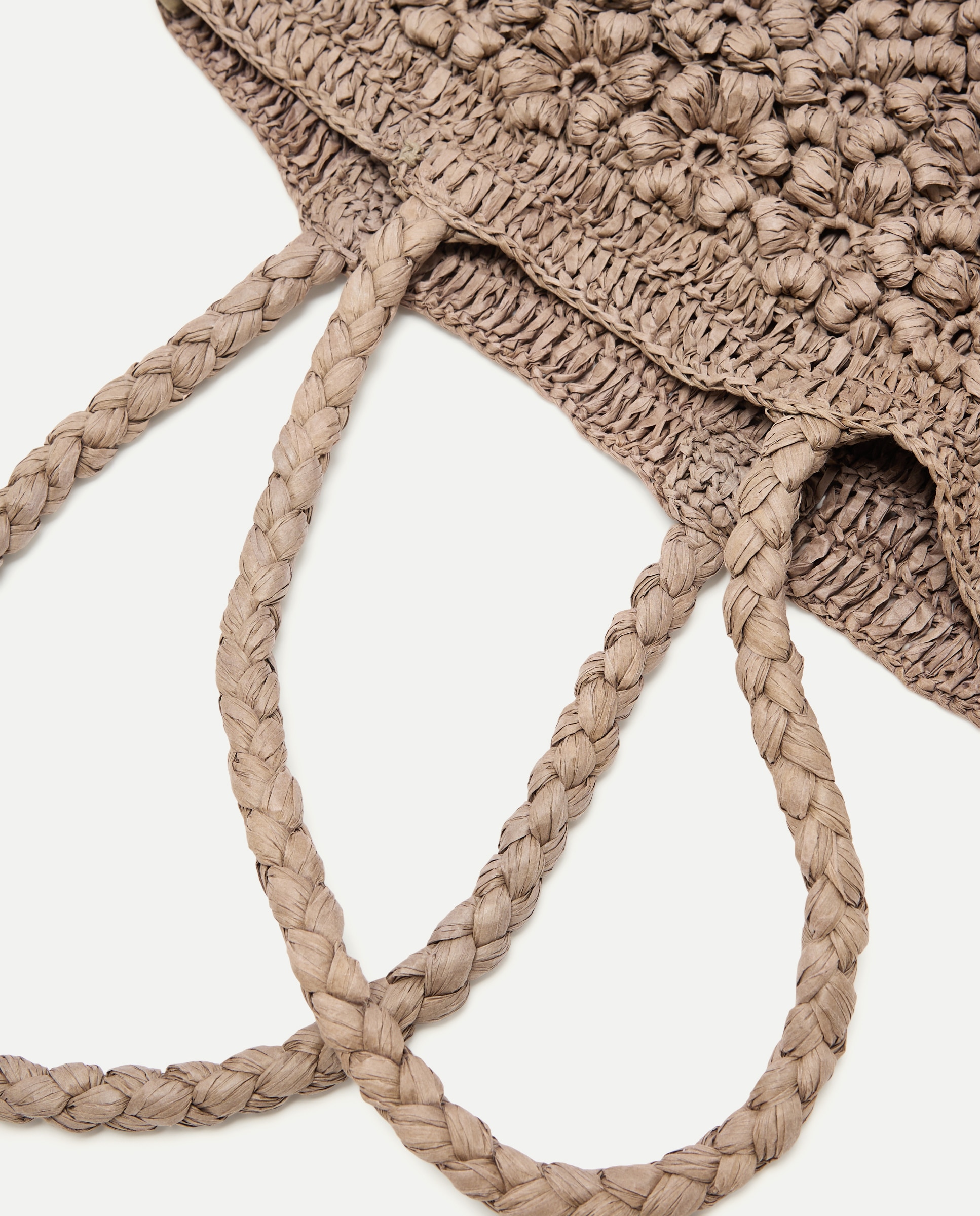 Mala Shopper Média com Efeito de Ráfia e Estampado Floral 520 Caqui-4