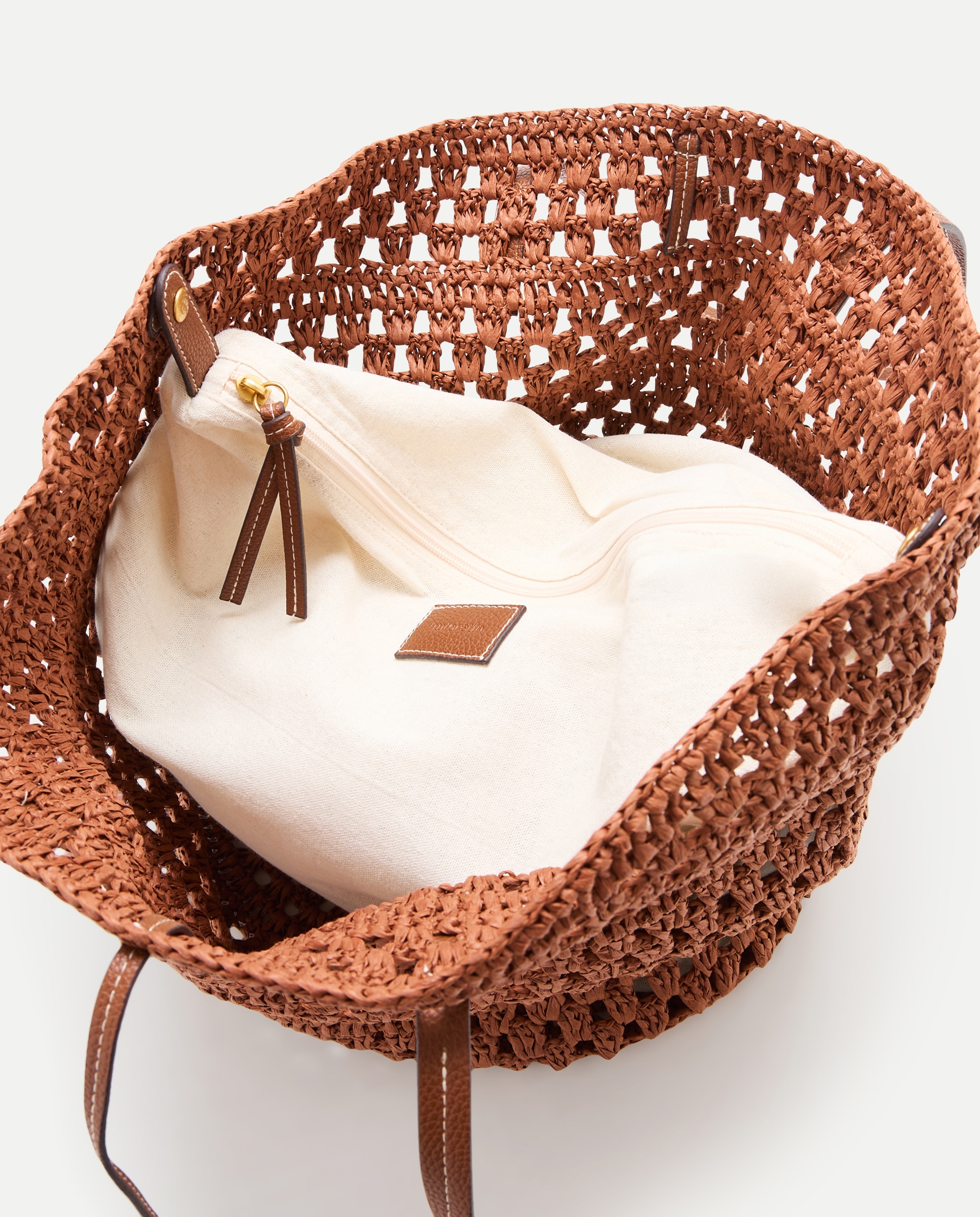 Mala Shopper com Efeito de Ráfia Laranja-queimado-4