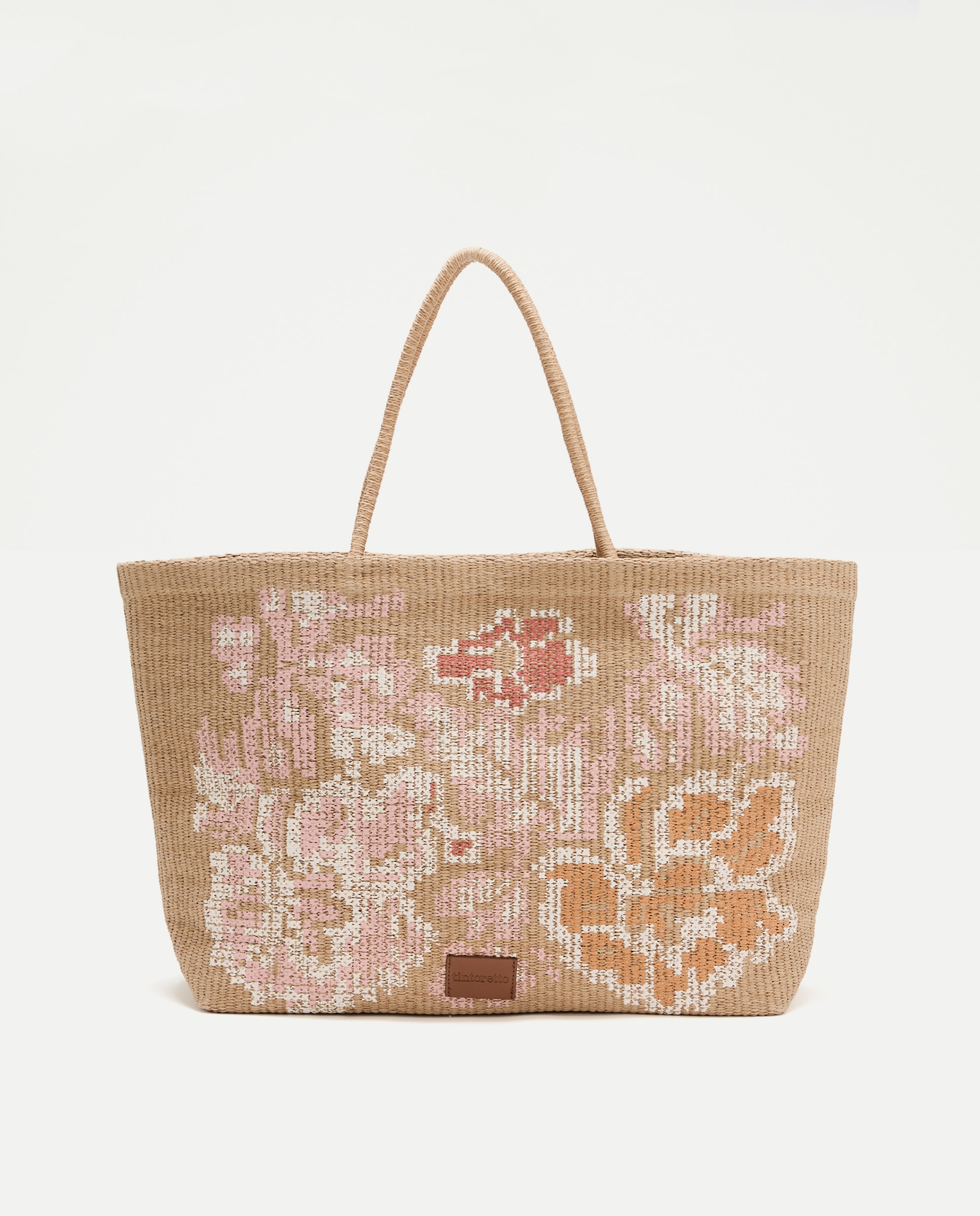 Imagen 1 de Bolso maxi efecto rafia con flores - Tintoretto - Beige Beige