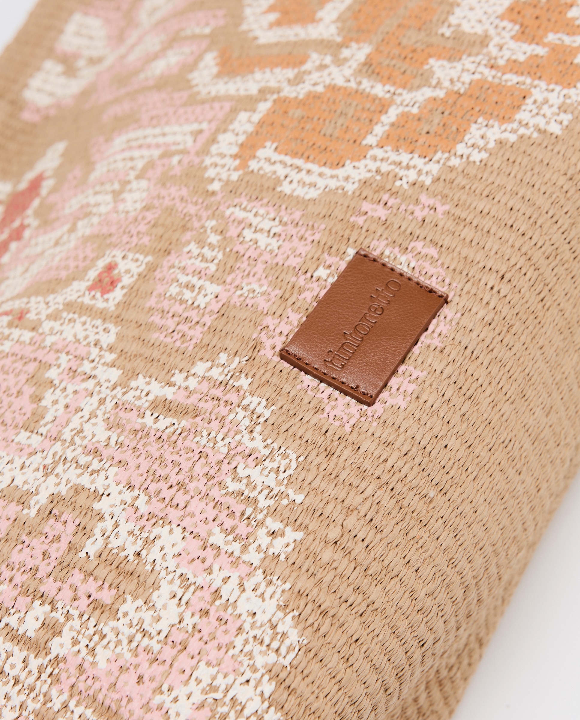 Imagen 4 de Bolso maxi efecto rafia con flores - Tintoretto - Beige Beige